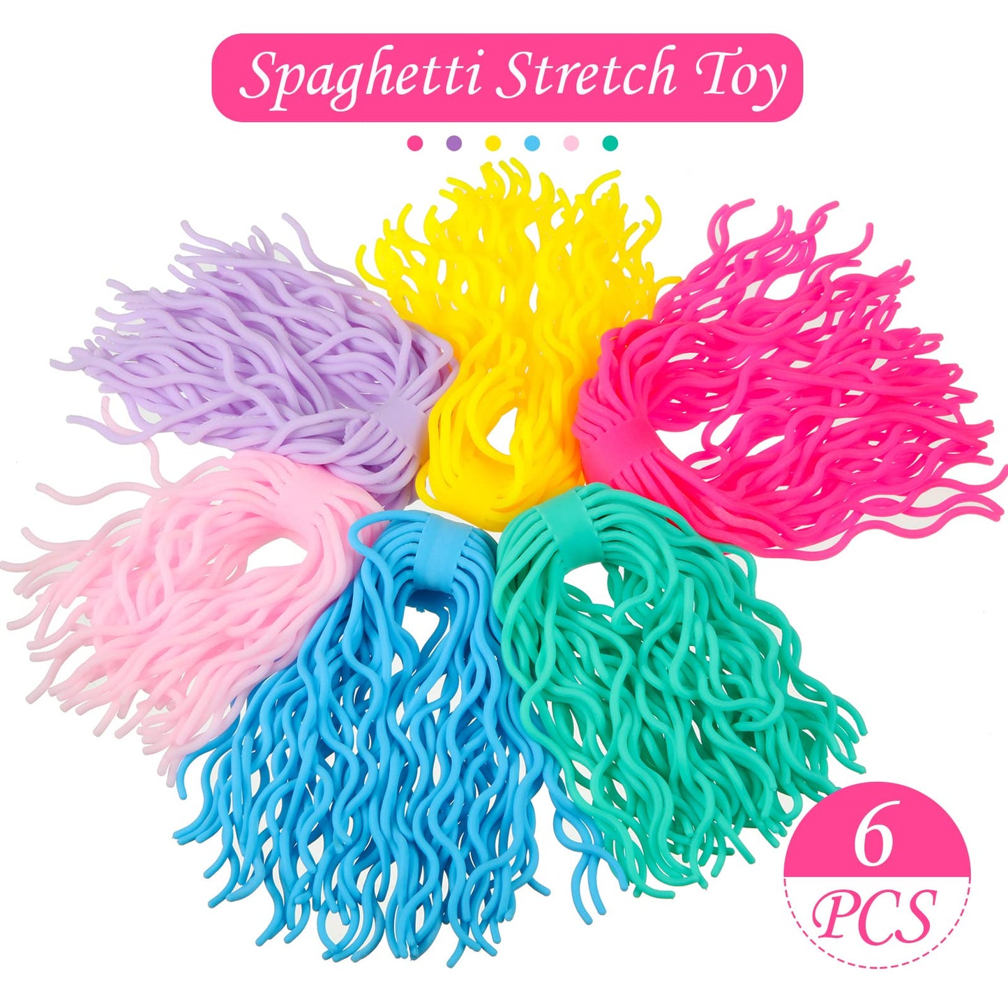 Civaner 6-Piece Multicolor Sensory Spaghetti Stretchy Toy Set – Fidget Strings for Focus and Calm