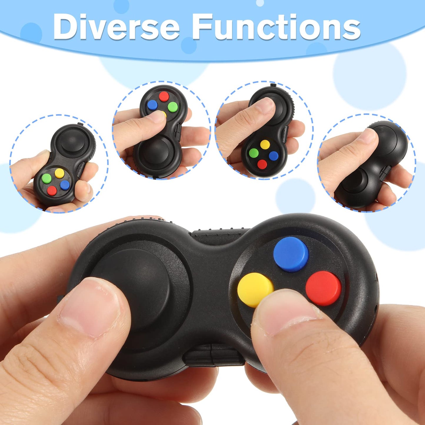 Civaner 12 Pcs Fidget Pad Toys – Colorful One-Handed Sensory Pads