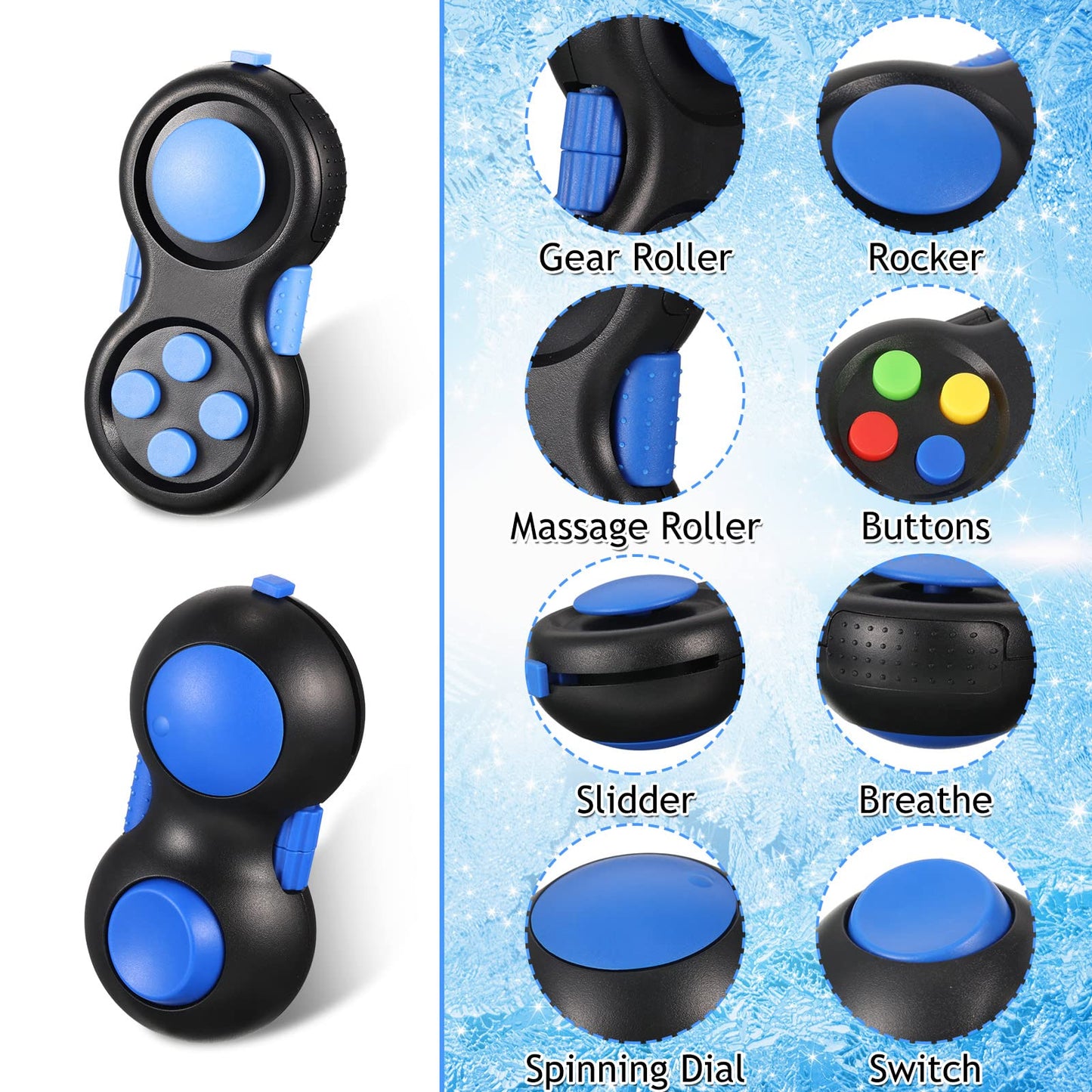 Civaner 12 Pcs Fidget Pad Toys – Colorful One-Handed Sensory Pads