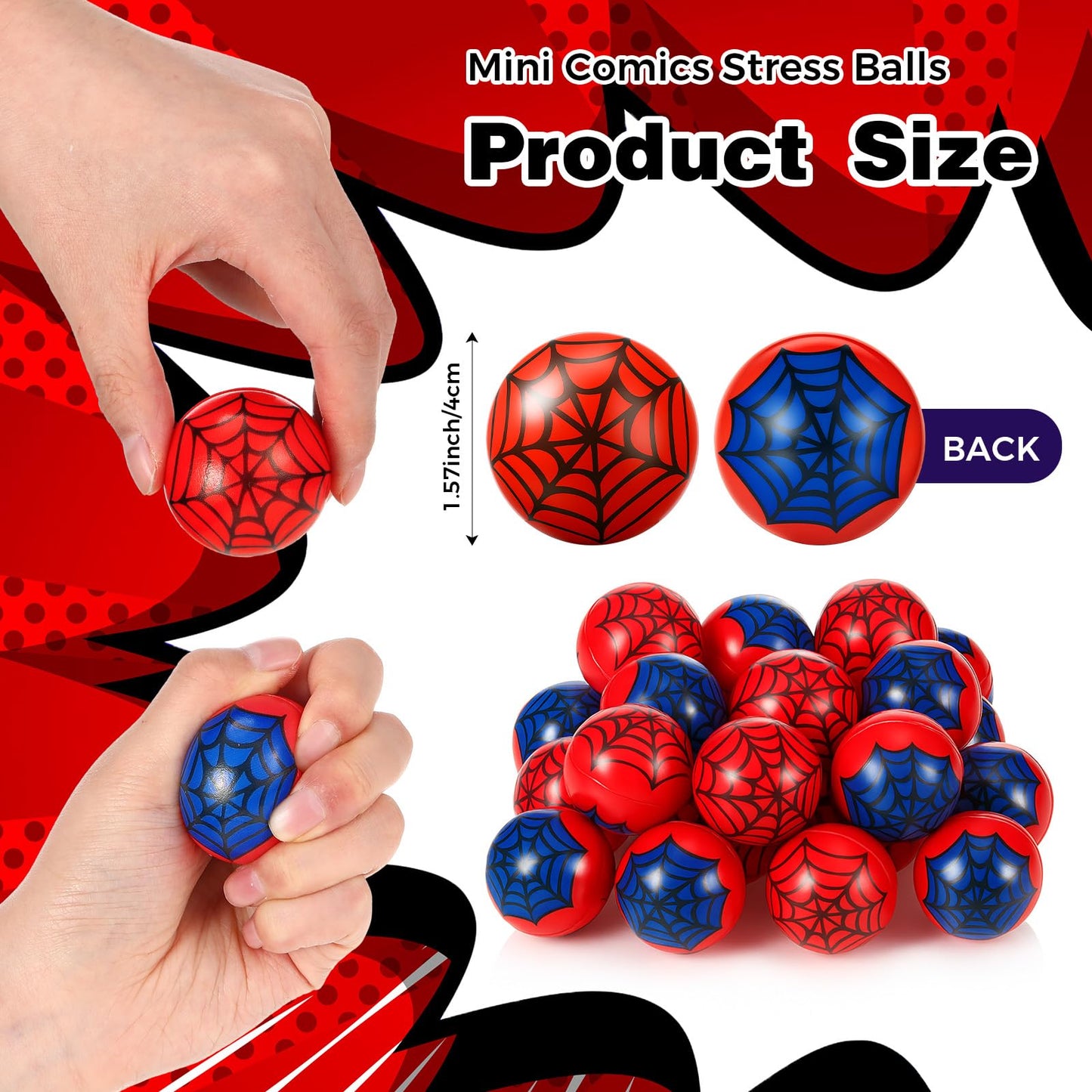 Civaner 12 Pcs Birthday Party Favors – 1.5'' Stress Ball Sensory Toys for Decorations & Goodie Bags (Spider Web A)