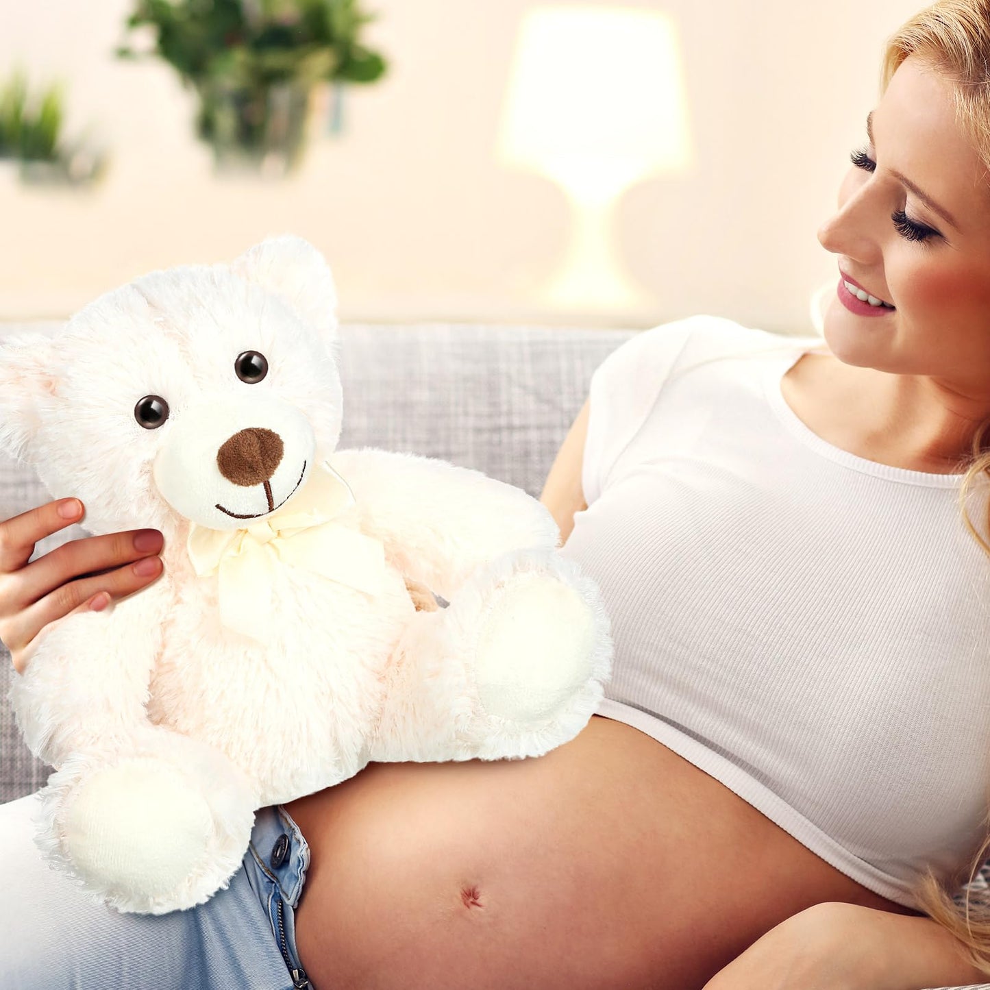 Civaner 4-Pack 13.8-Inch White Teddy Bears – Soft Plush Stuffed Animals Gift Set