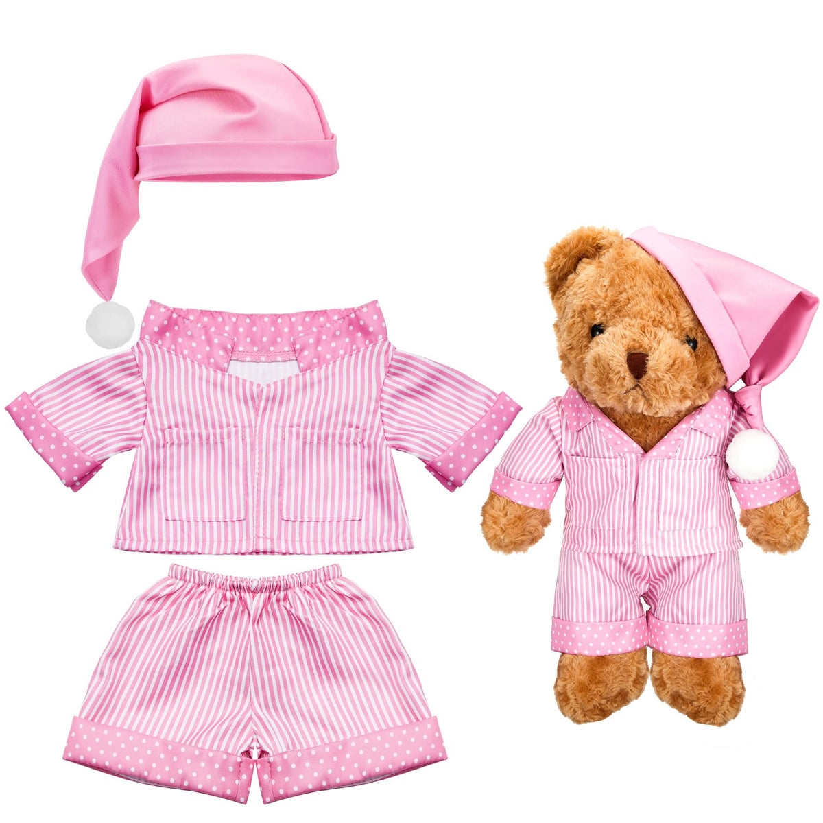 Civaner Stripe Bear Clothes Set (Pink) for 12-16 Inch Bears | Plush Dress-Up Kit