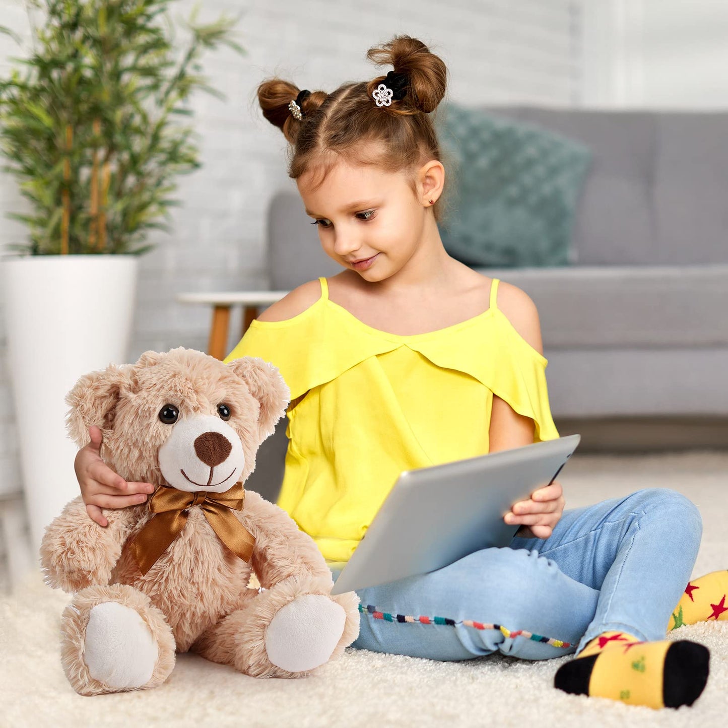 Civaner 4 Pack 14-Inch Teddy Bears Plush – Soft Light Brown Stuffed Animals, Gift Bulk