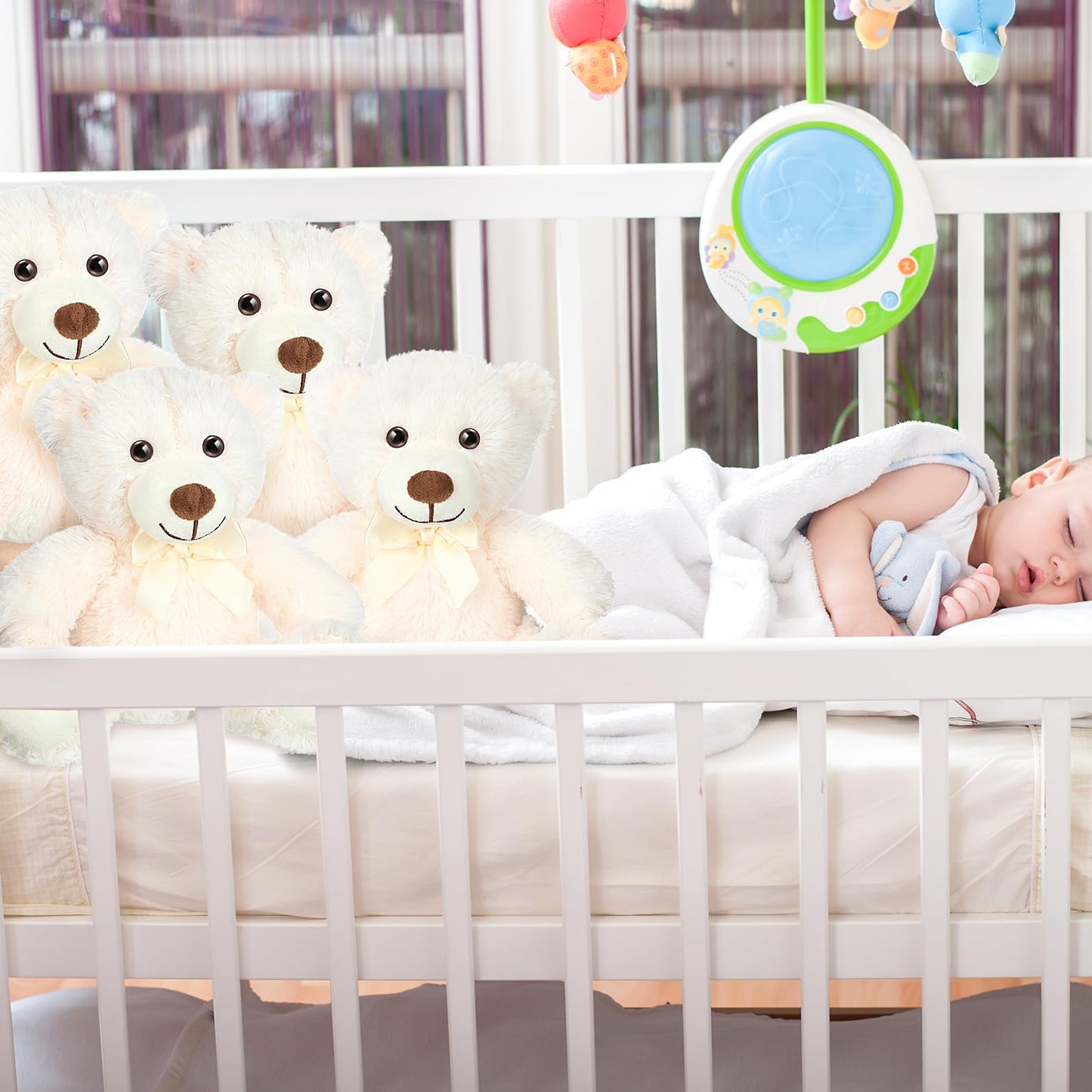 Civaner 4-Pack 13.8-Inch White Teddy Bears – Soft Plush Stuffed Animals Gift Set
