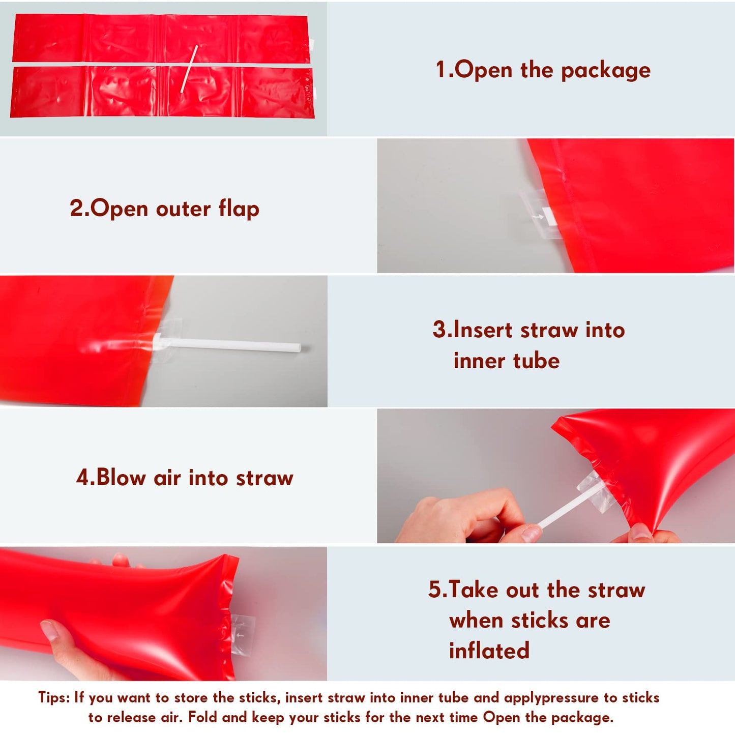 Civaner 48 Pcs Thunder Stick Team Spirit – Red Cheering Accessories