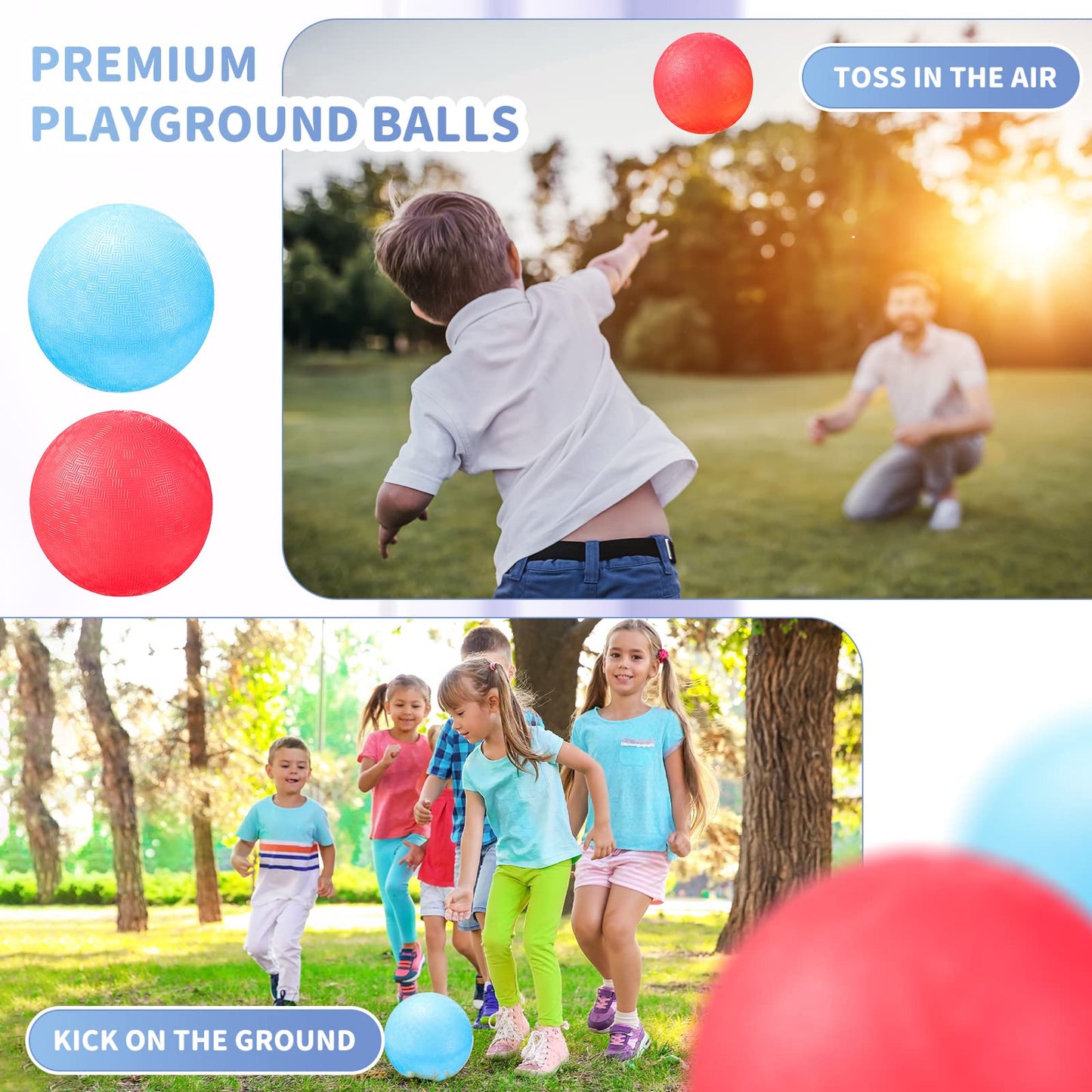 Civaner 2 Pack 5-Inch PVC Dodgeball Balls | Red & Blue for Kids Outdoor Play