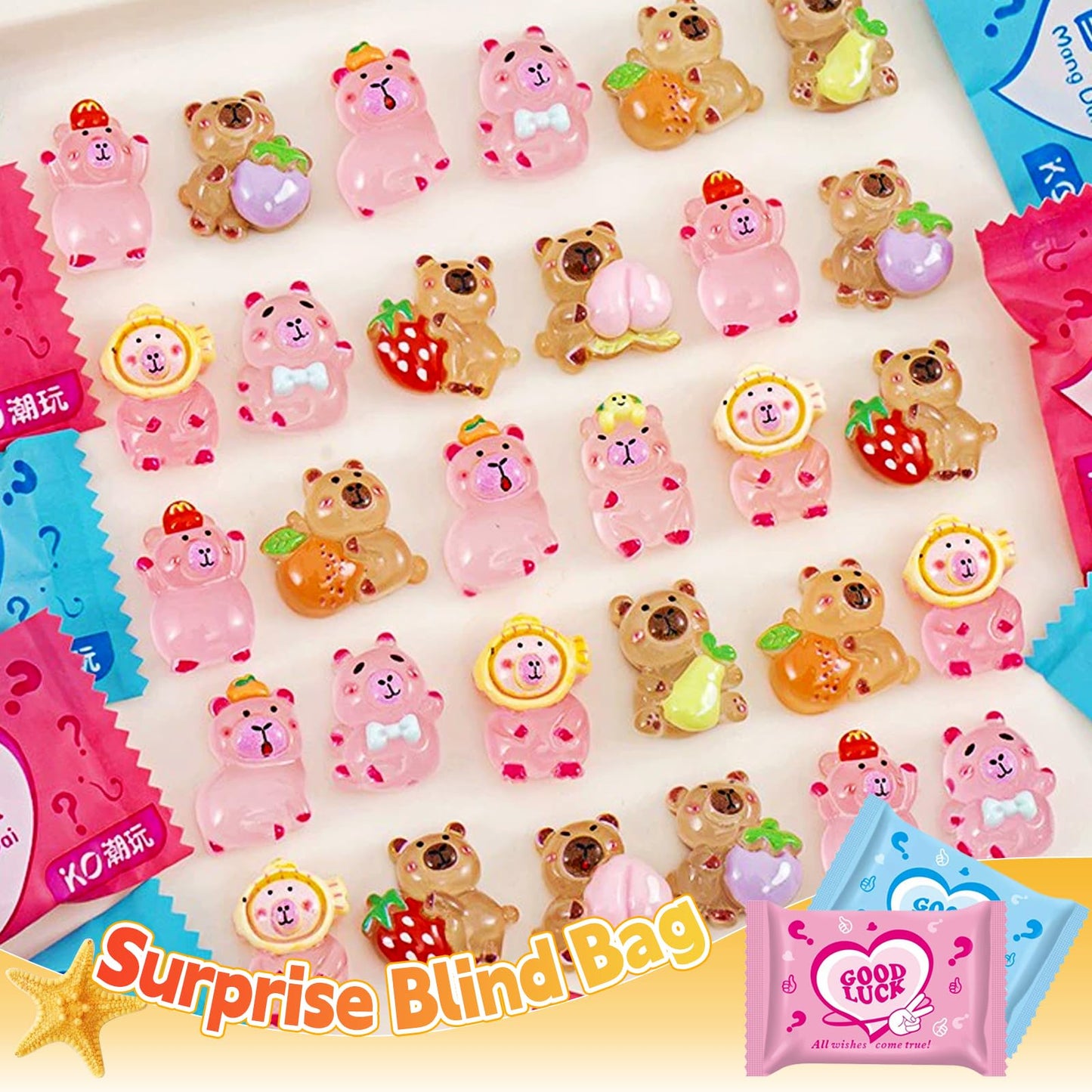 CIYOJA 50Pcs Mini Capybara Figures – Glow-in-the-Dark & Blind Bag Collectibles