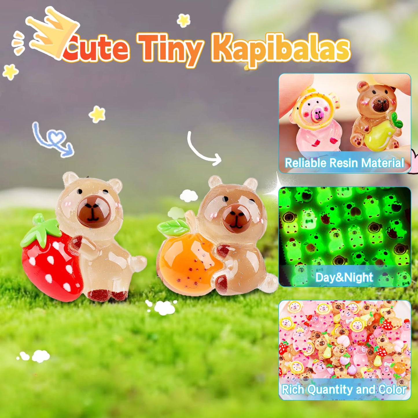 CIYOJA 50Pcs Mini Capybara Figures – Glow-in-the-Dark & Blind Bag Collectibles