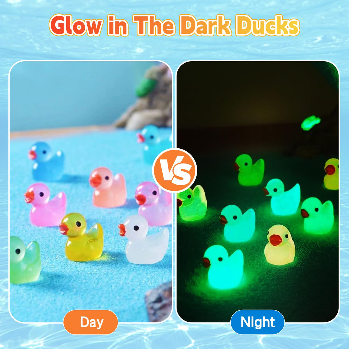 CIYOJA 50 Pcs Glow-in-the-Dark Mini Resin Ducks Blind Bag Set | Fairy Garden & Craft Decor