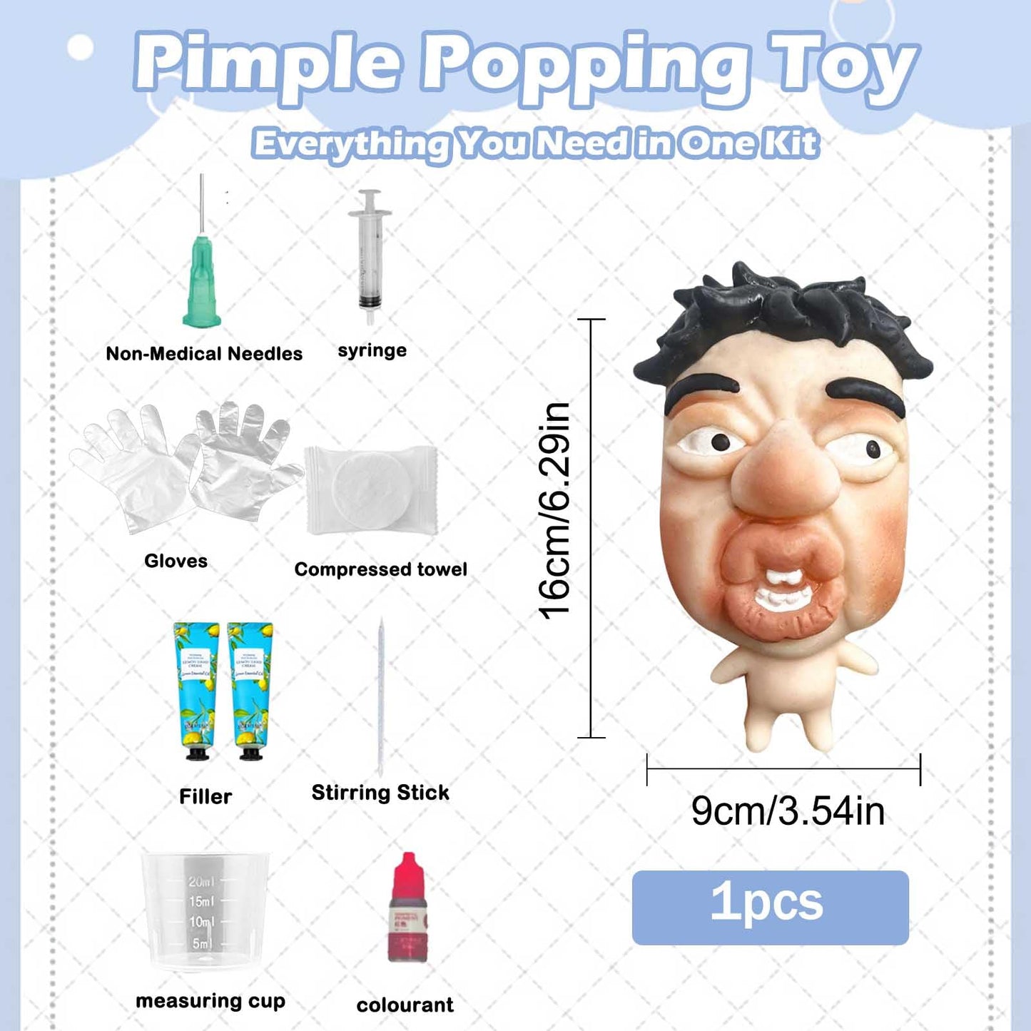 CIYOJA Pimple Popping Toy – Large Silicone Stress Relief Fidget (GrumpFace)