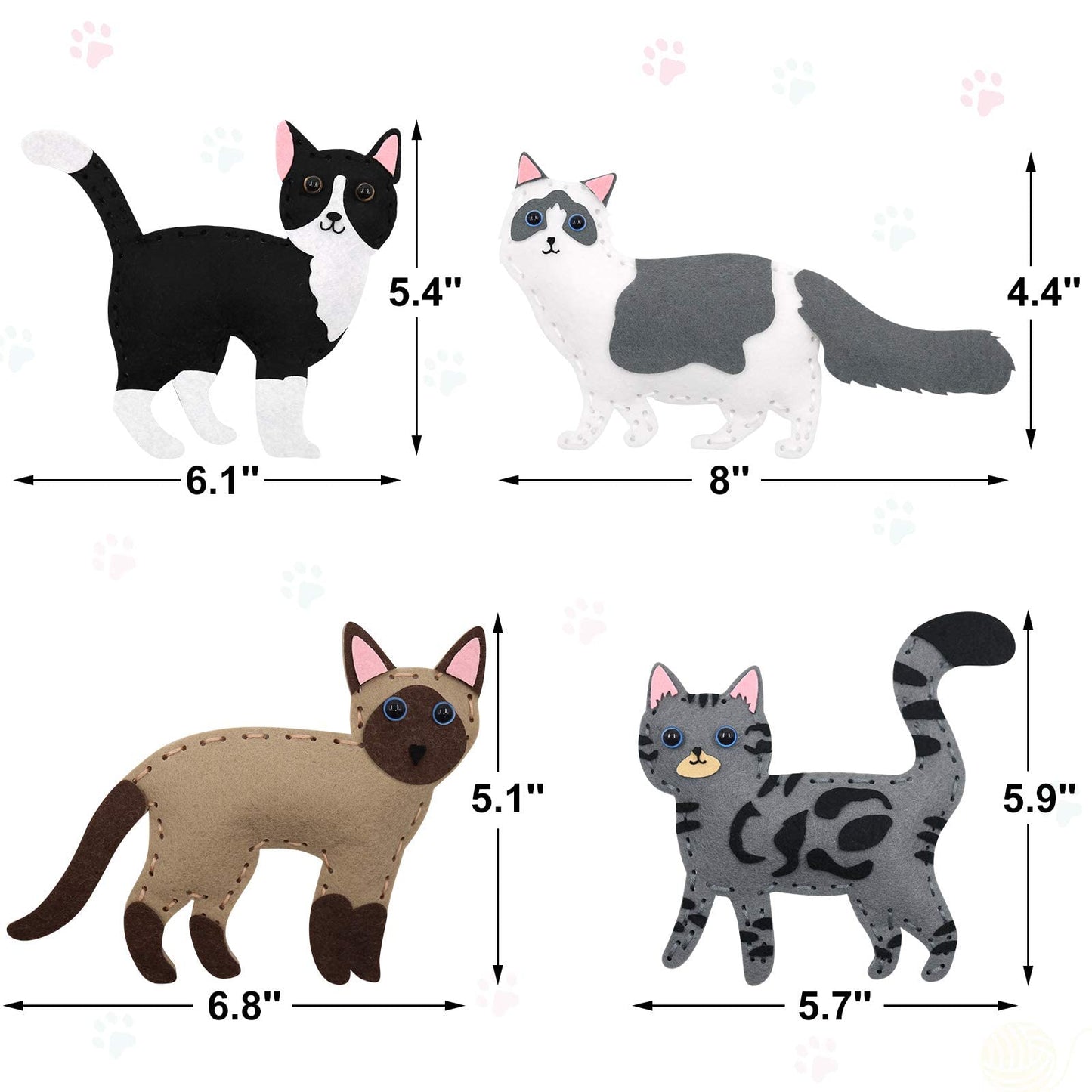 CiyvoLyeen Cat Sewing Kit for Kids – Beginner Felt Craft Set (Ages 7-12)