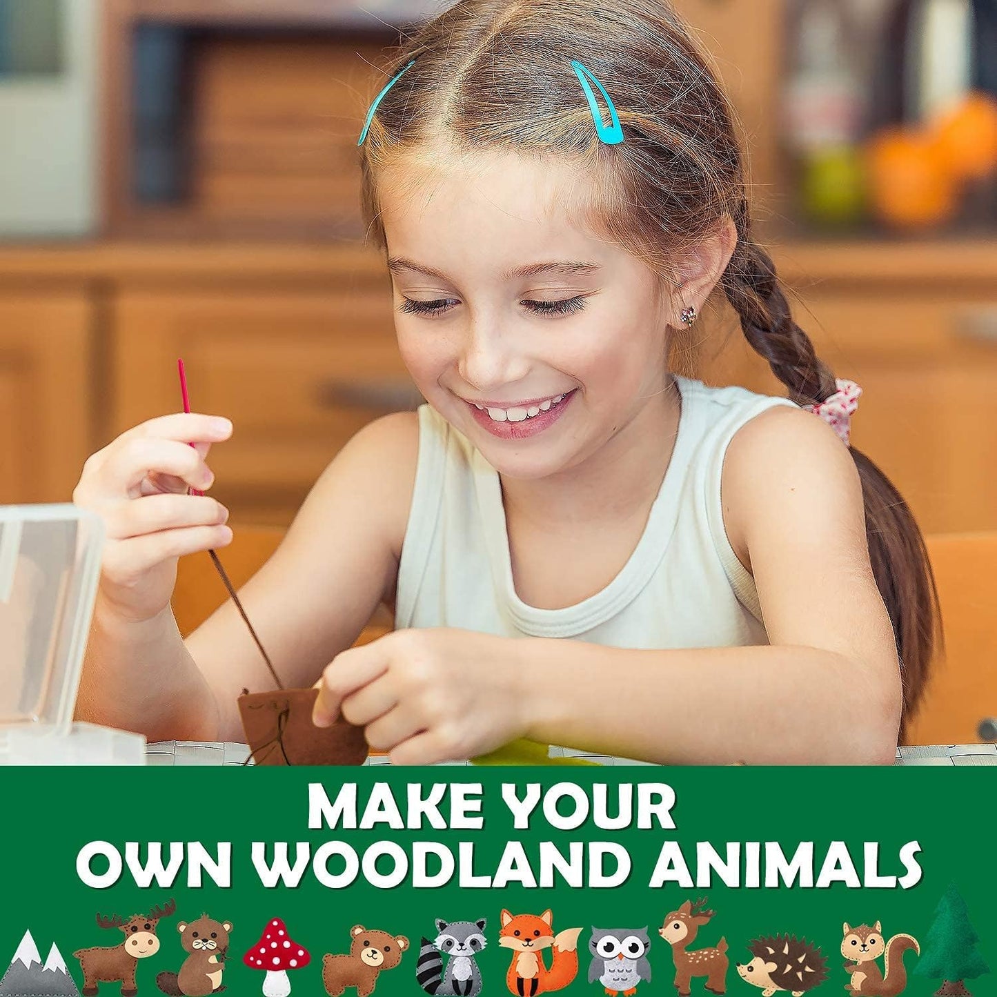 CiyvoLyeen Woodland Animals Craft Kit for Kids | Beginner Sewing Set