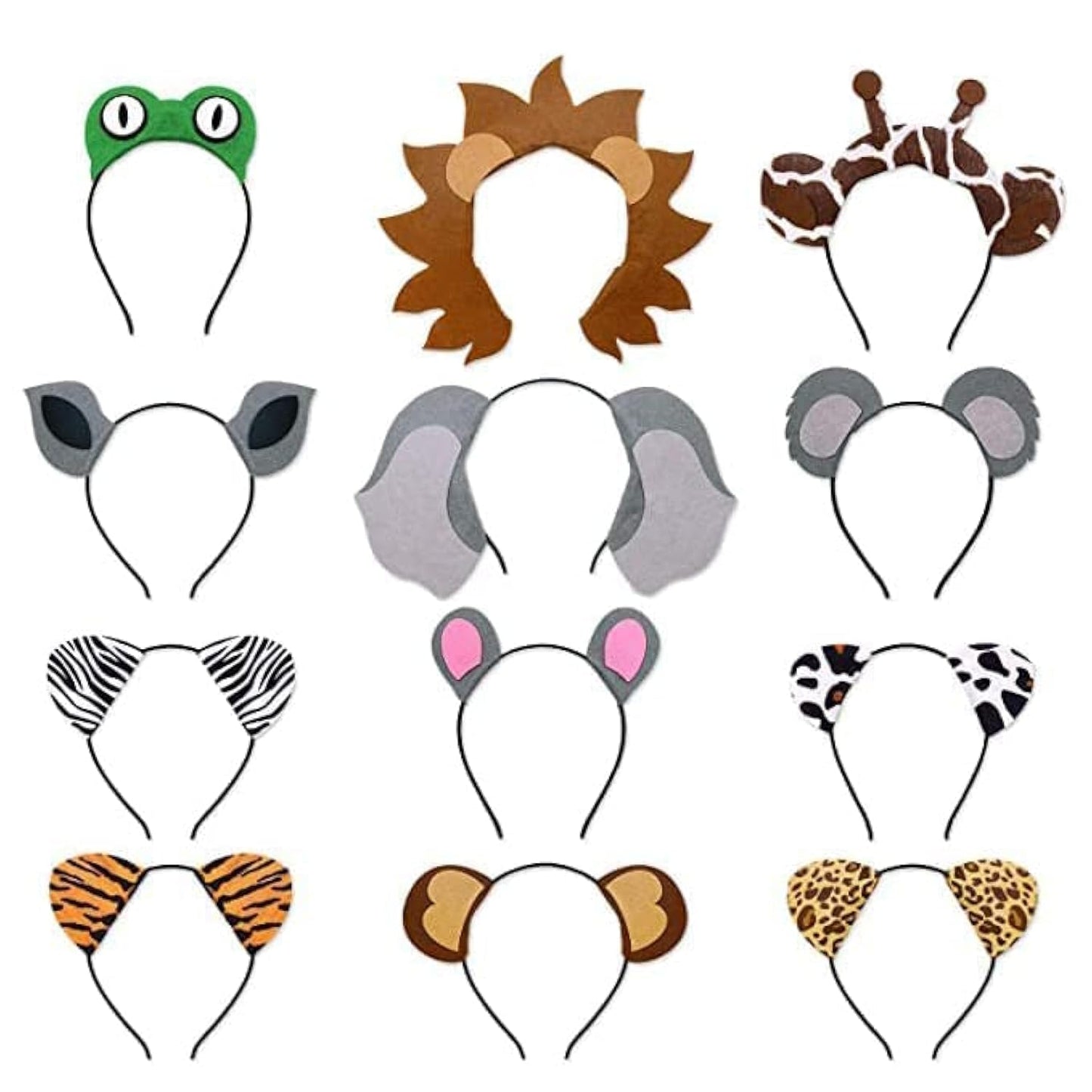 CiyvoLyeen 12-Piece Jungle Animal Safari Headbands – Photo Booth Props & Party Decor