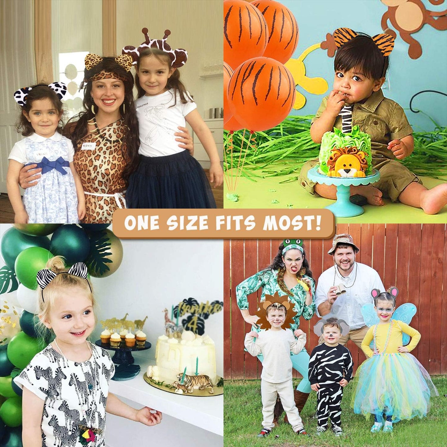CiyvoLyeen 12-Piece Jungle Animal Safari Headbands – Photo Booth Props & Party Decor