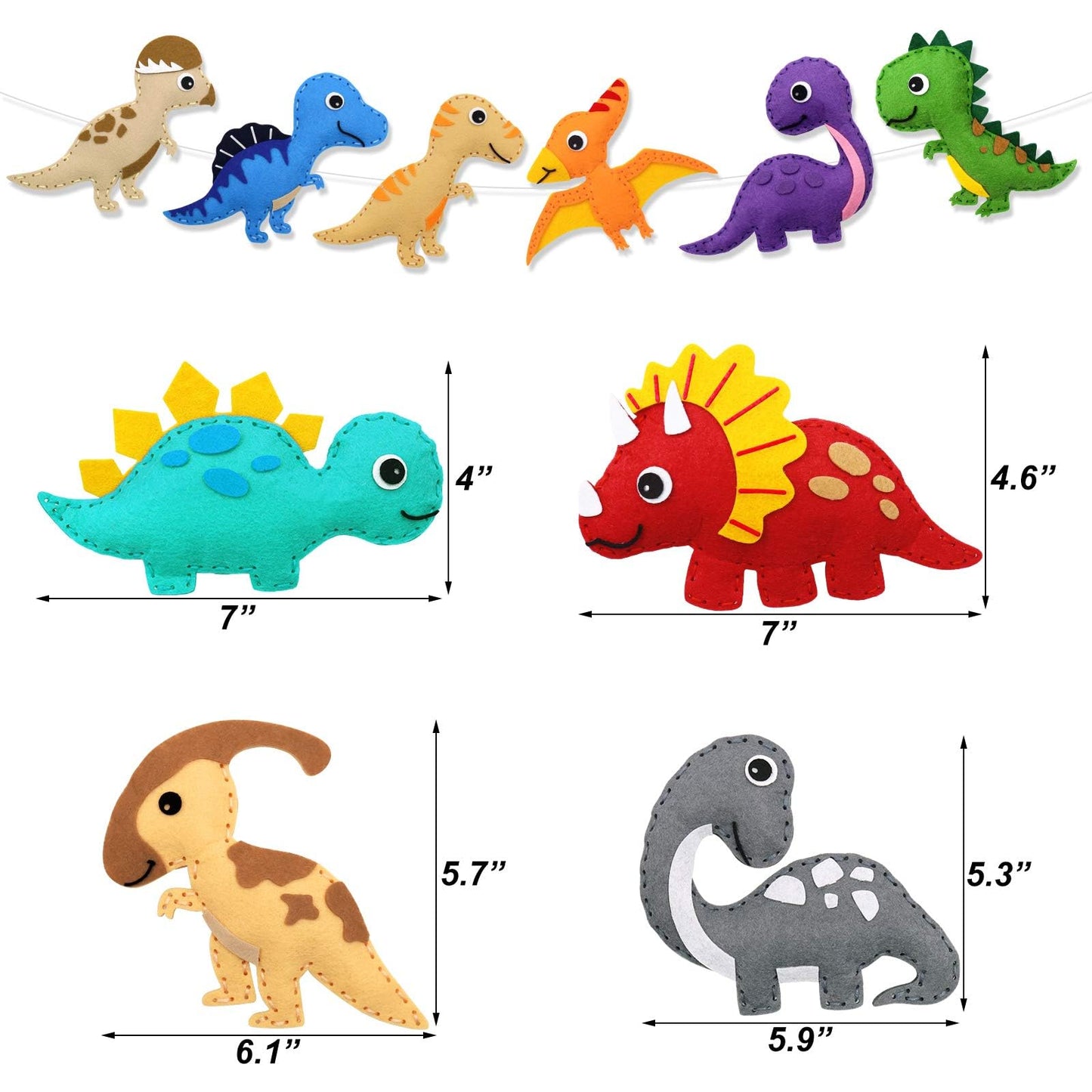 CiyvoLyeen Dinosaur Sewing Craft Kit for Kids – 14-Piece Felt Dino Set
