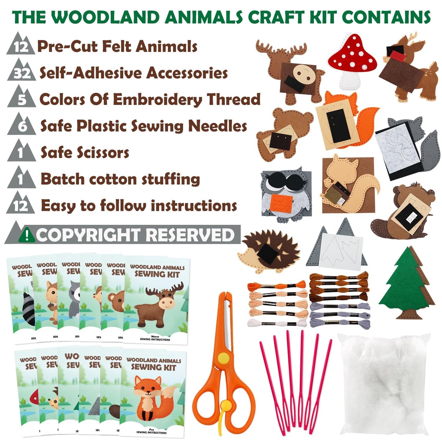 CiyvoLyeen Woodland Animals Craft Kit for Kids | Beginner Sewing Set