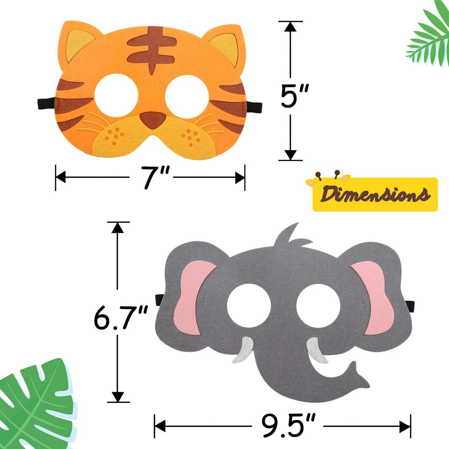 CiyvoLyeen Safari Jungle Animal Felt Masks - 12 Pack for Parties & Dress-Up