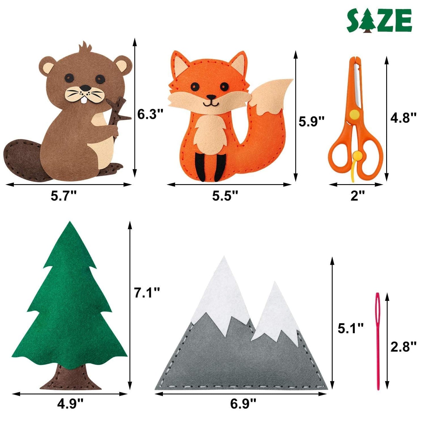 CiyvoLyeen Woodland Animals Craft Kit for Kids | Beginner Sewing Set