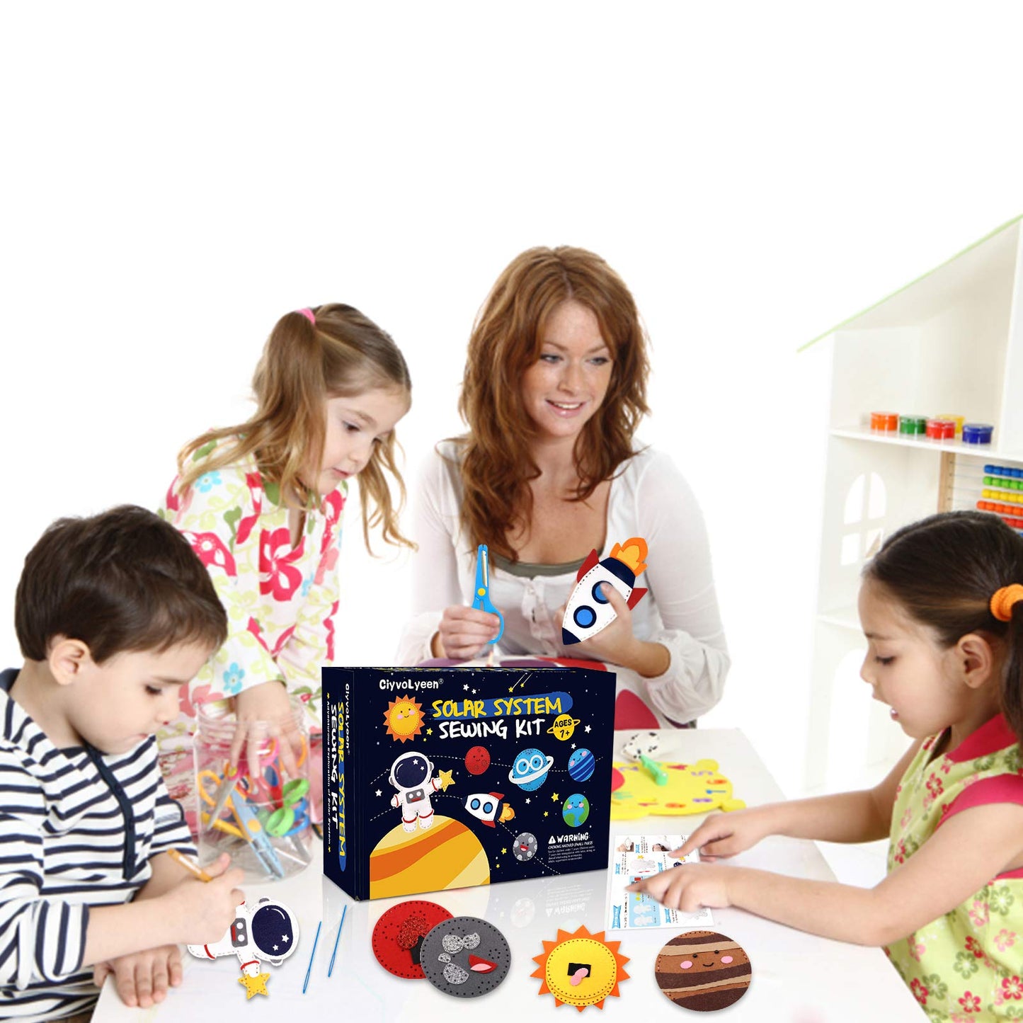 CiyvoLyeen Space Sewing Kit for Kids – Solar System Felt Craft (11-Piece Beginner Set)