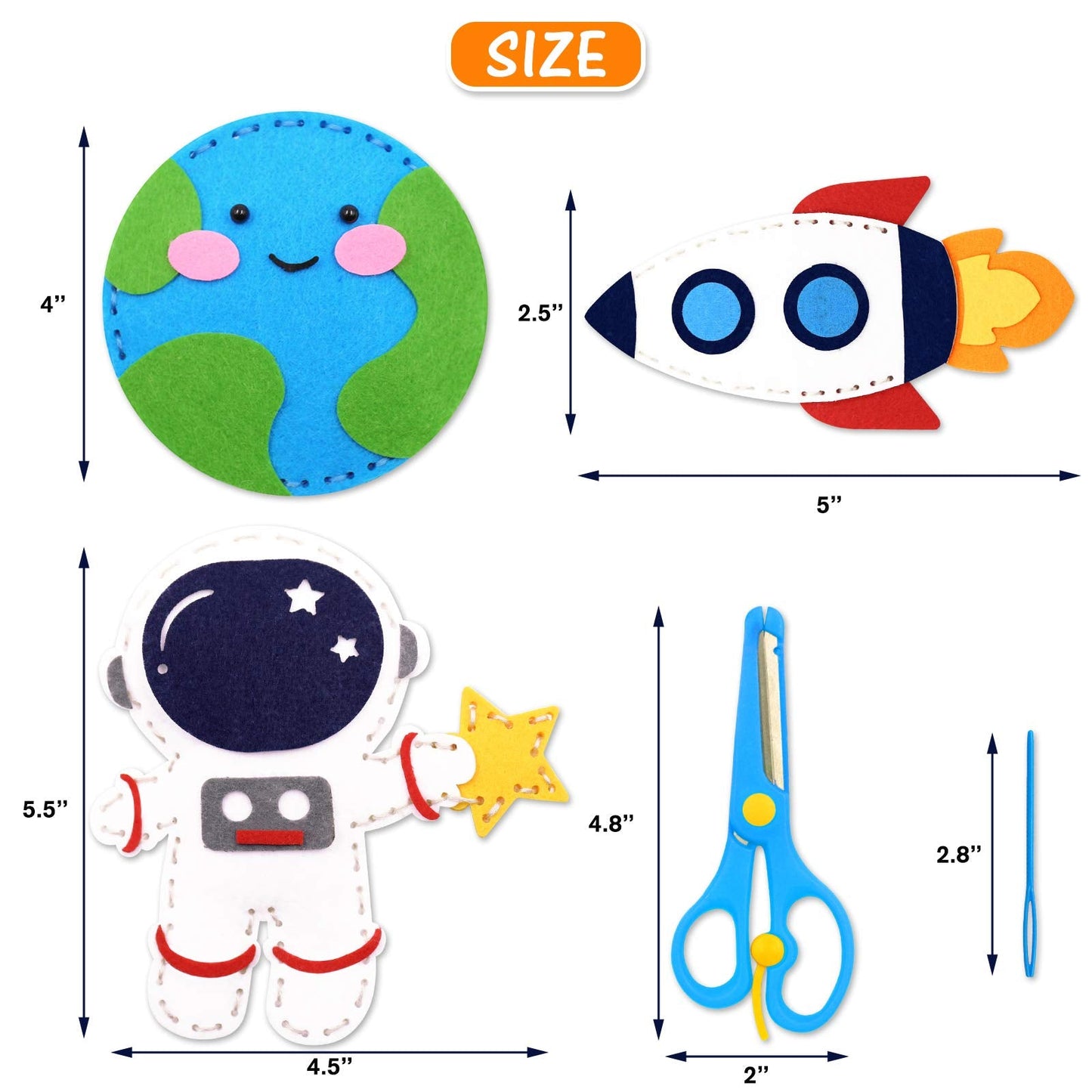 CiyvoLyeen Space Sewing Kit for Kids – Solar System Felt Craft (11-Piece Beginner Set)