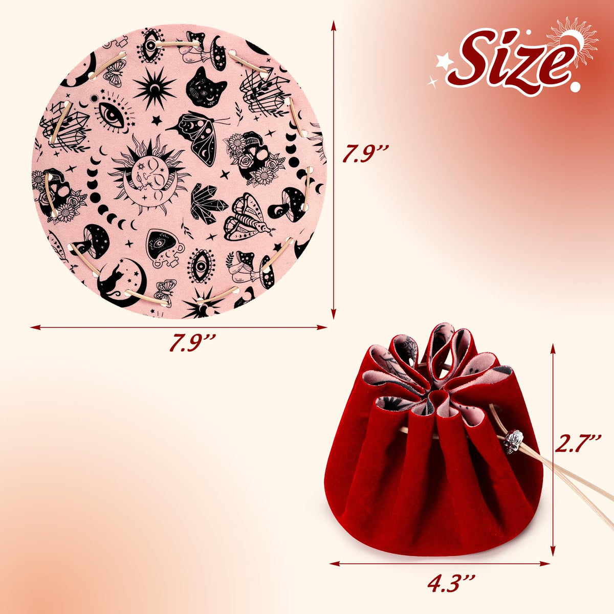 CiyvoLyeen Red Velvet Dice Tray with Drawstring Bag – Velvet RPG Gift for DND & Tabletop Gamers