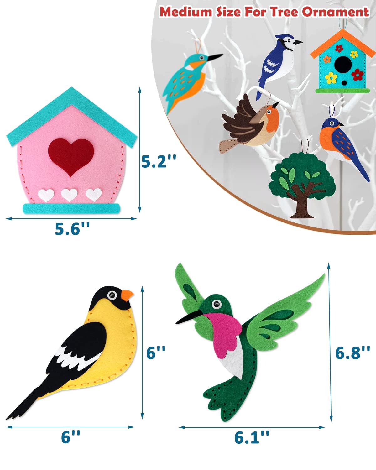 CiyvoLyeen Wild Birds Sewing Kit – 12 DIY Felt Bird Projects for Kids