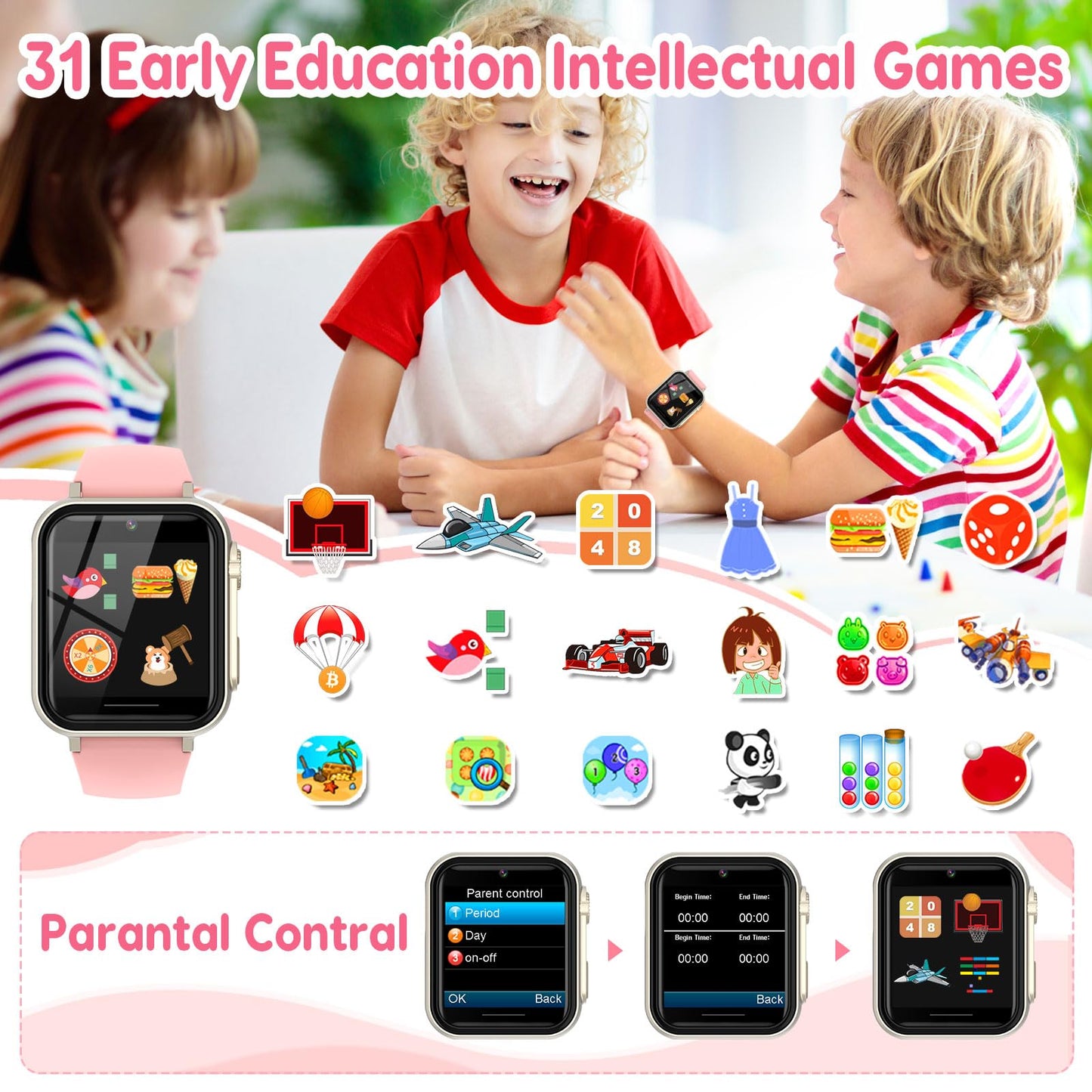 cjc Smart Watch for Kids — Gift for Girls 4–12 | 30+ Games, Learning Cards