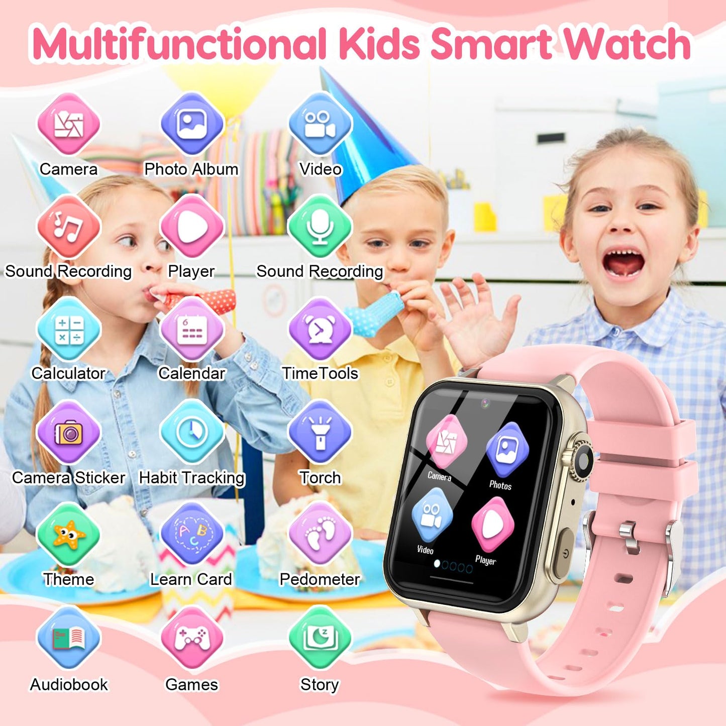 cjc Smart Watch for Kids — Gift for Girls 4–12 | 30+ Games, Learning Cards