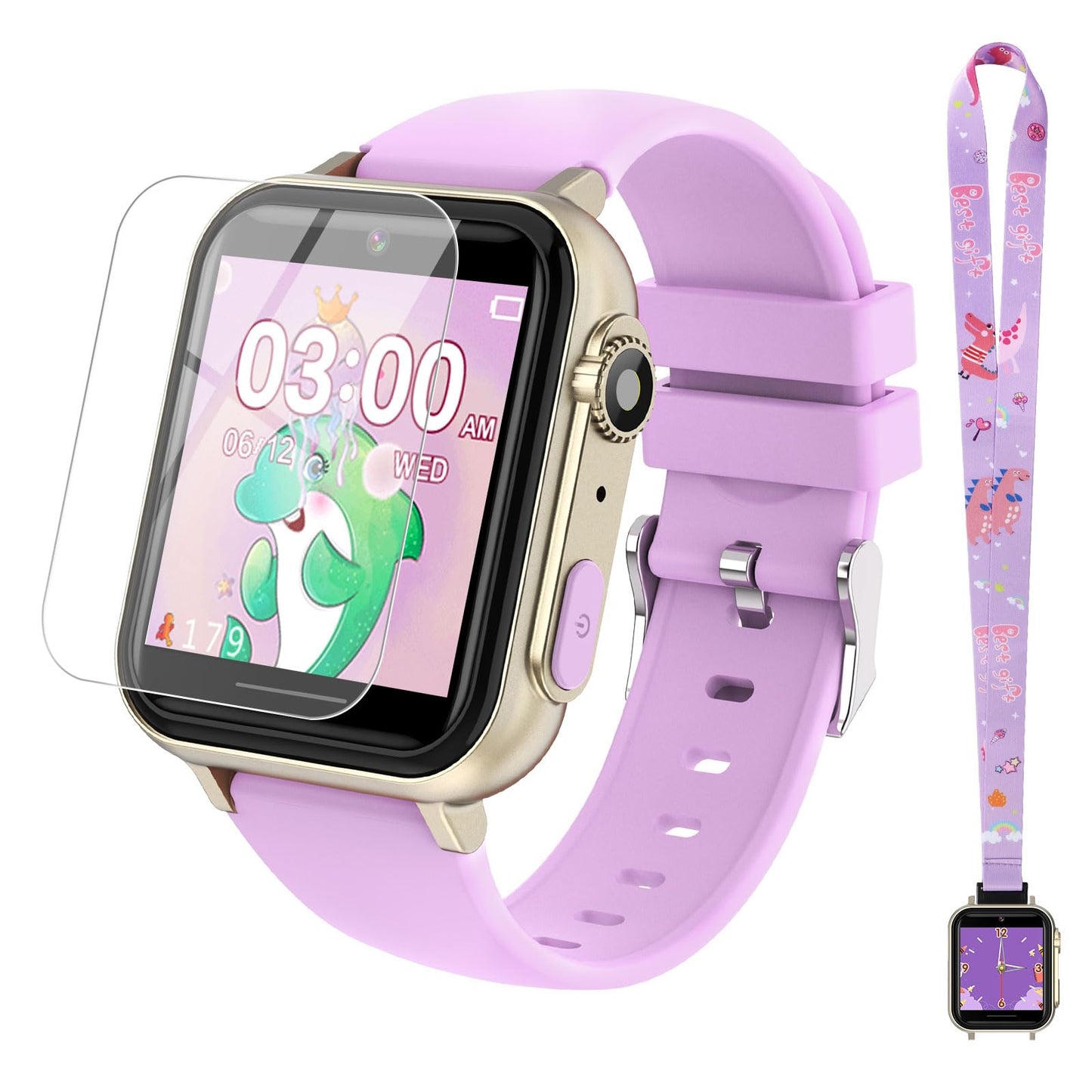 CJC Smart Watch for Kids (Purple) – 30+ Games, 140 Learning Cards, HD Touch Screen, Camera, Pedometer