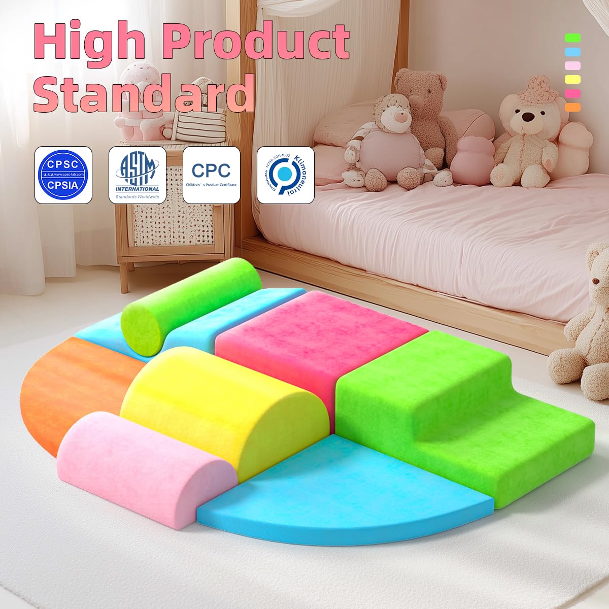 cjdropshipping 8 Piece Toddler Climbing Blocks | Soft Rainbow Indoor Play Set