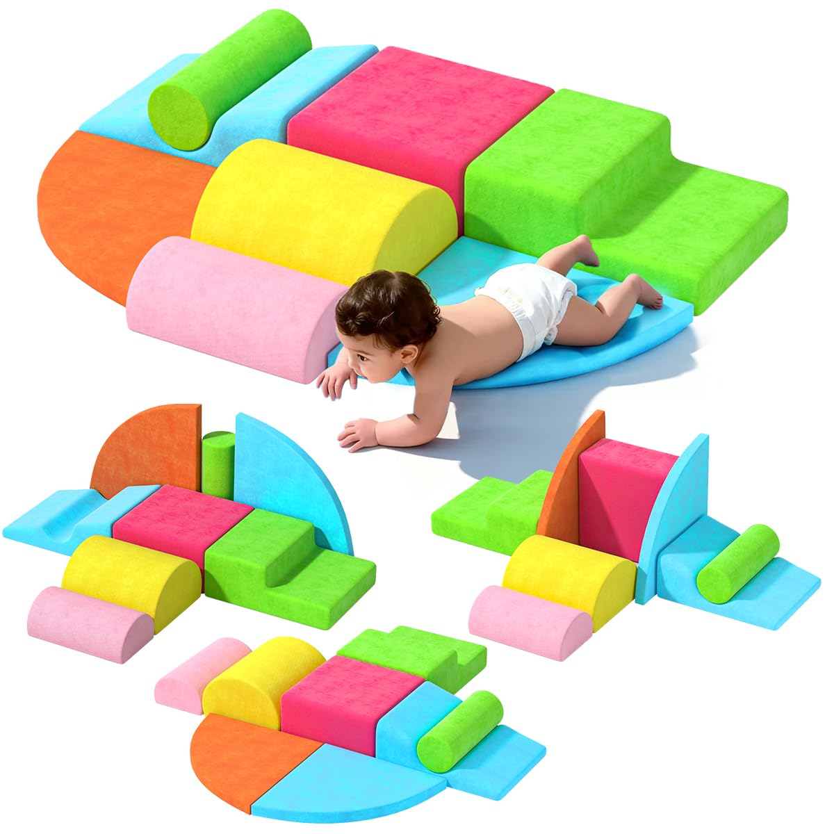 cjdropshipping 8 Piece Toddler Climbing Blocks | Soft Rainbow Indoor Play Set
