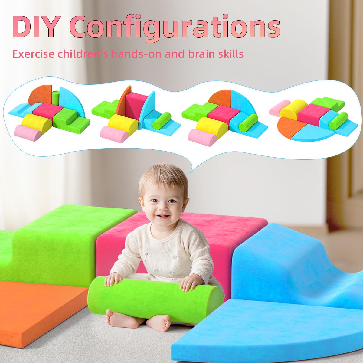 cjdropshipping 8 Piece Toddler Climbing Blocks | Soft Rainbow Indoor Play Set