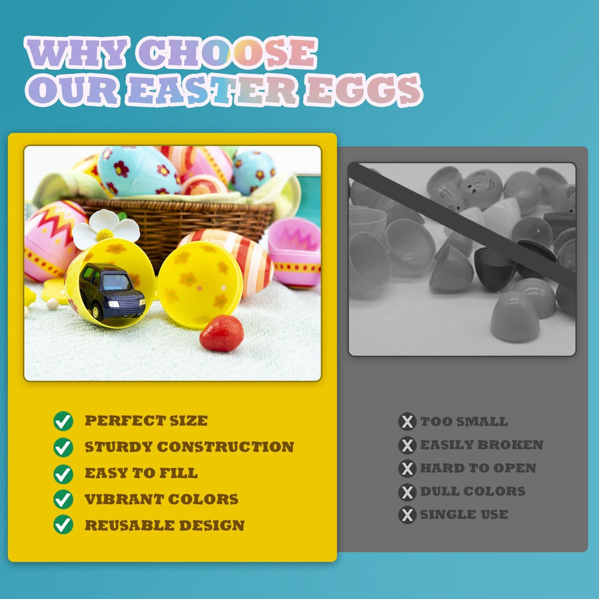 CJYGEGE 3-Inch Jumbo Easter Eggs – 30 Pack for Egg Hunts, Baskets & Party Favors