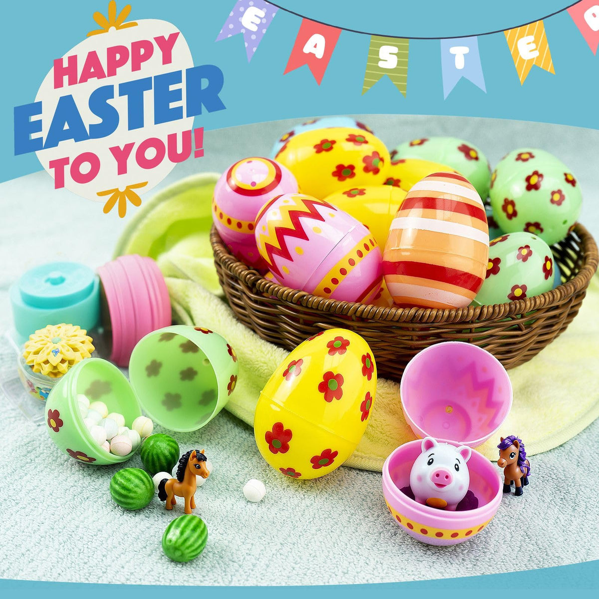 CJYGEGE 3-Inch Jumbo Easter Eggs – 30 Pack for Egg Hunts, Baskets & Party Favors