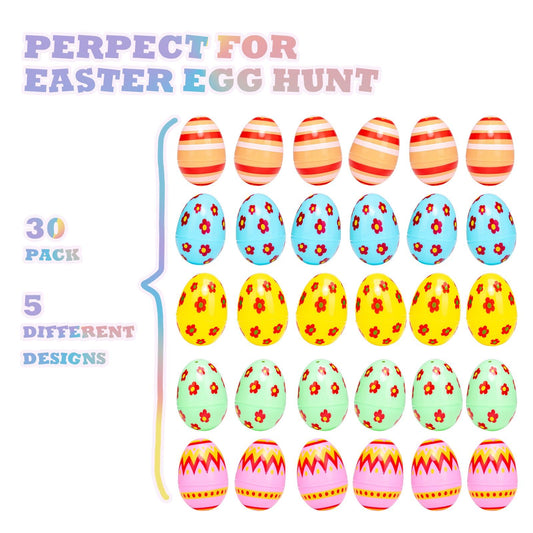 CJYGEGE 3-Inch Jumbo Easter Eggs – 30 Pack for Egg Hunts, Baskets & Party Favors