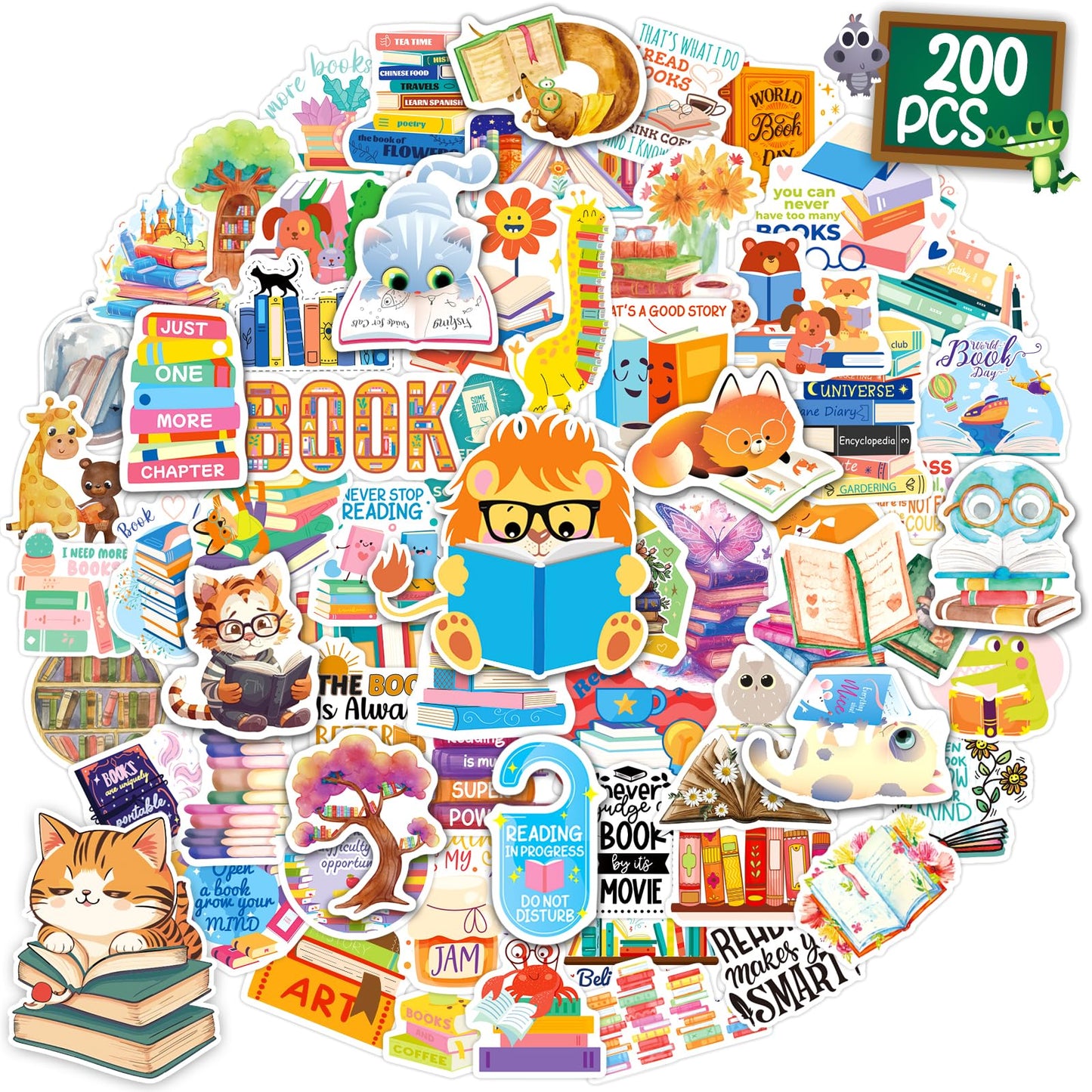 CKXTYNG 200PCS Book Stickers for Kids – Waterproof Vinyl Decals for Journals, Laptops & More