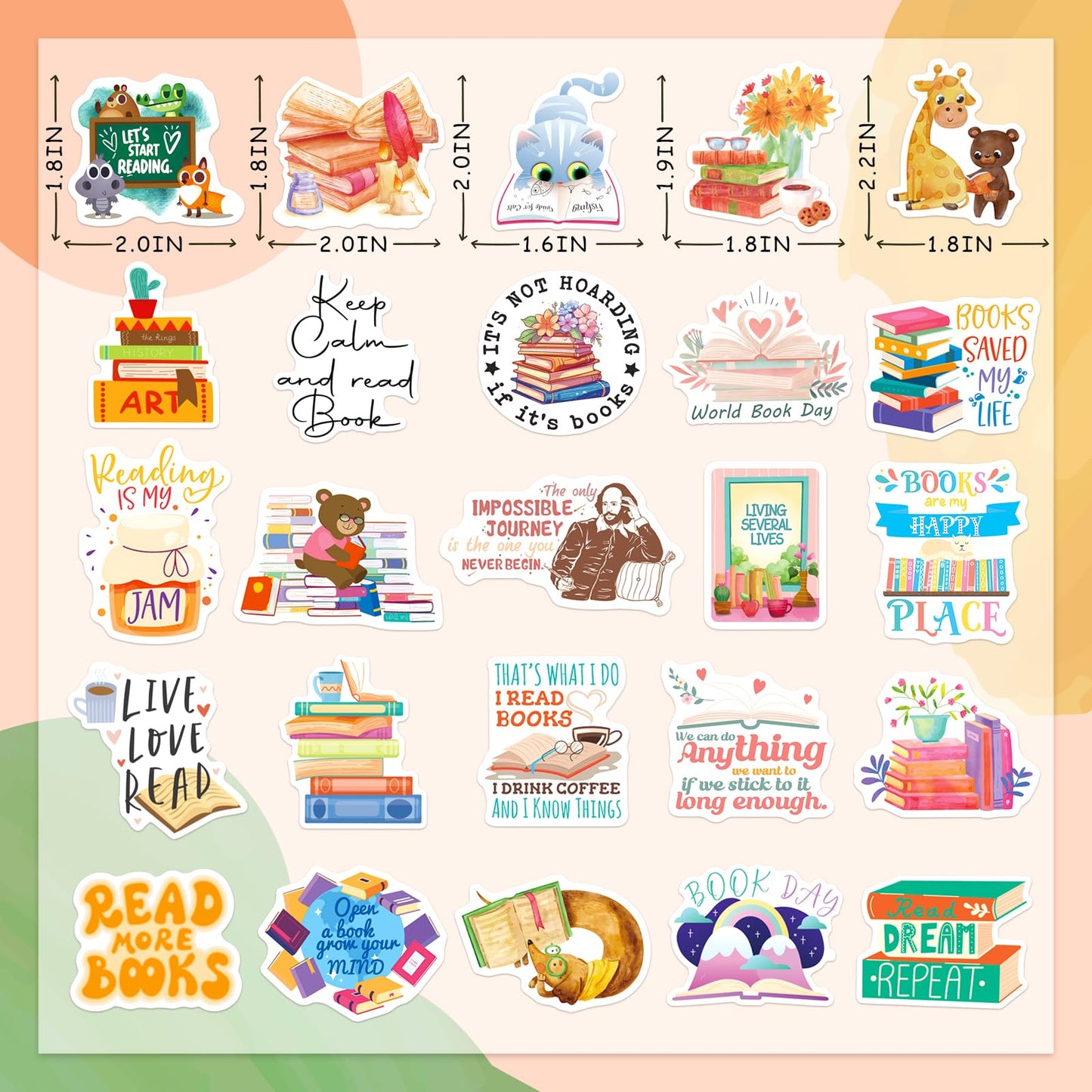 CKXTYNG 200PCS Book Stickers for Kids – Waterproof Vinyl Decals for Journals, Laptops & More