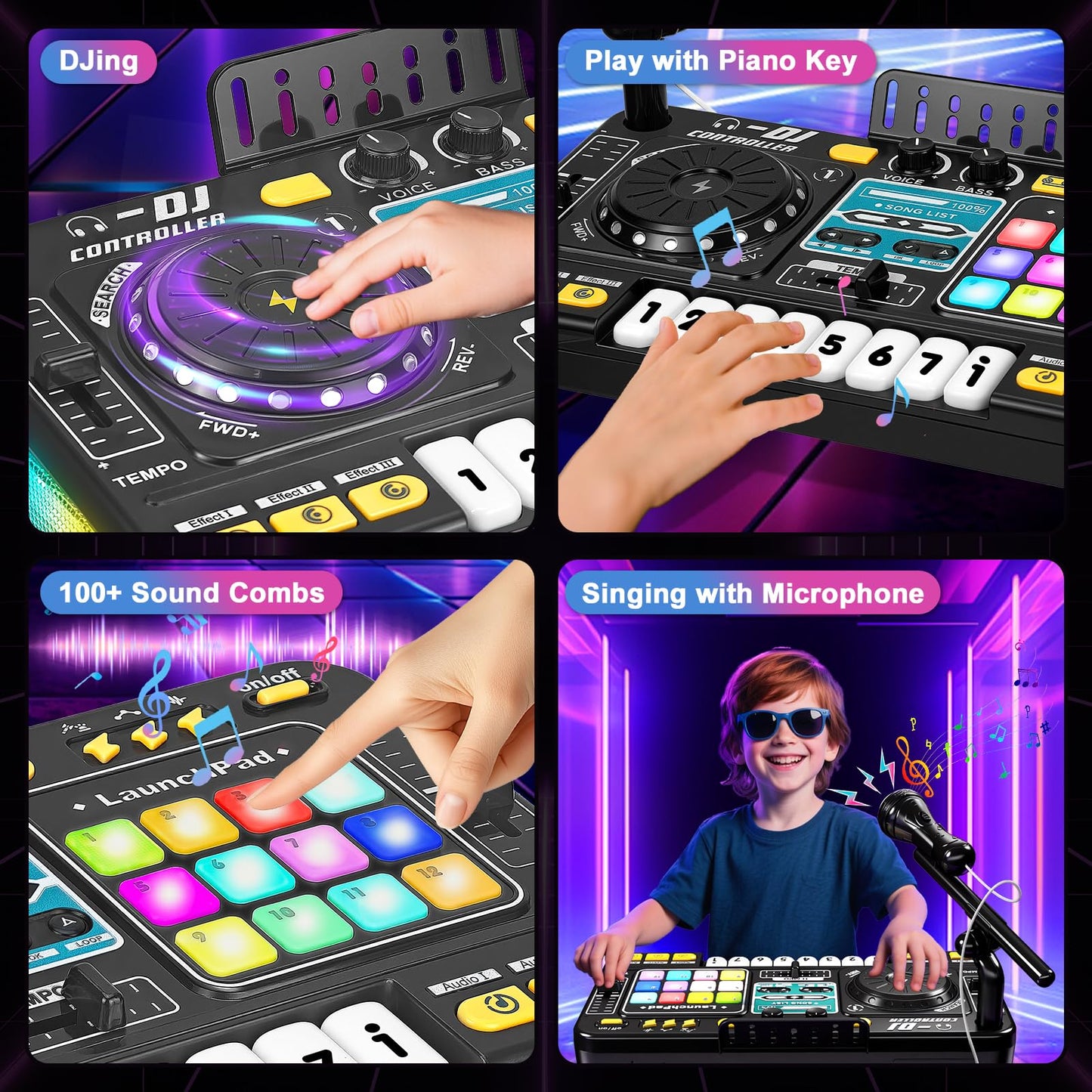 CL FUN DJ Mixer for Kids – Toddler DJ Turntable with Lights, Game Mode & Microphone | Gift for Ages 3-6
