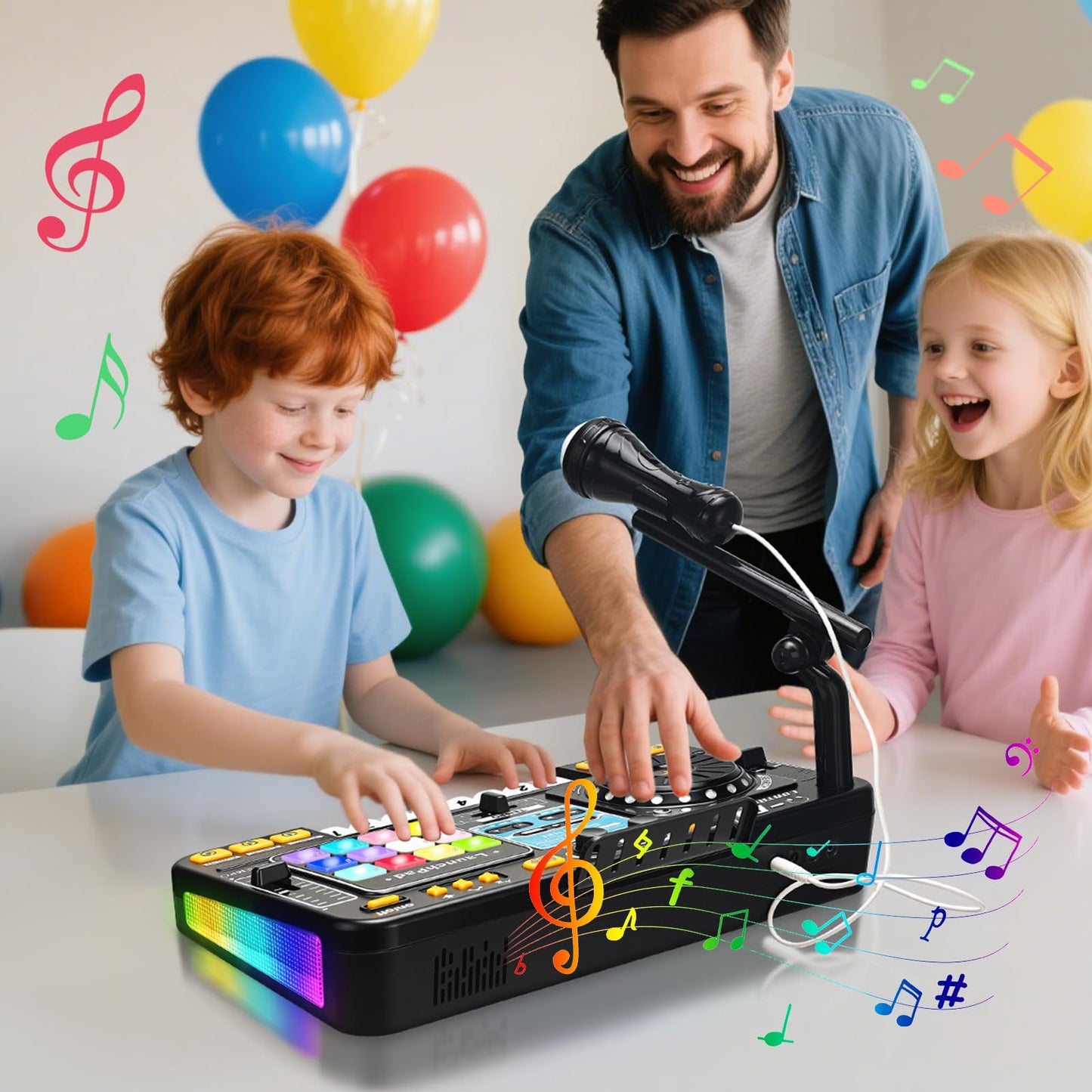 CL FUN DJ Mixer for Kids – Toddler DJ Turntable with Lights, Game Mode & Microphone | Gift for Ages 3-6
