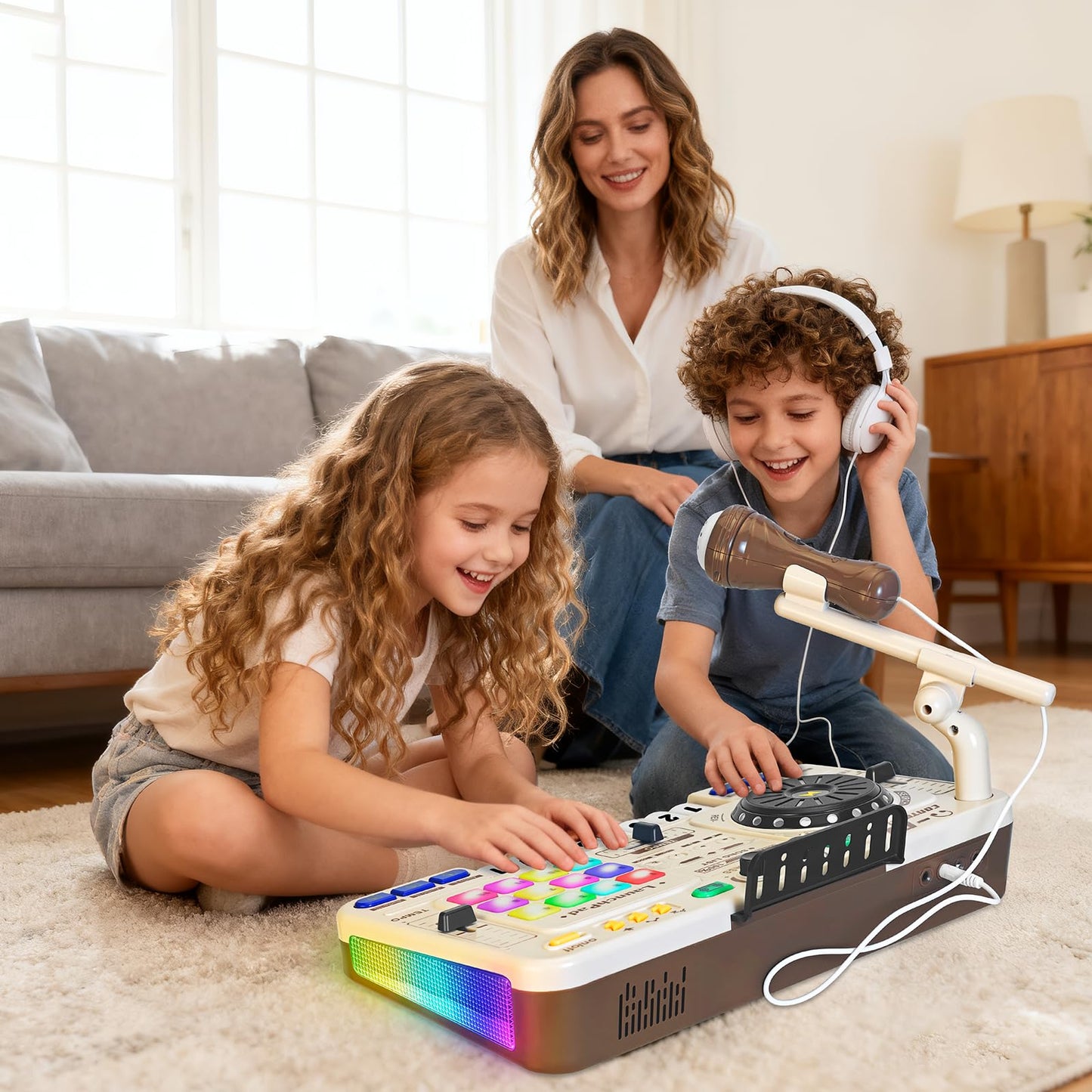 CL FUN Toddler DJ Mixing Table – Kids Mixer with Turntable, Lights & Microphone