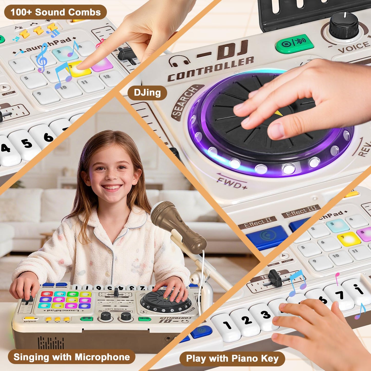 CL FUN Toddler DJ Mixing Table – Kids Mixer with Turntable, Lights & Microphone
