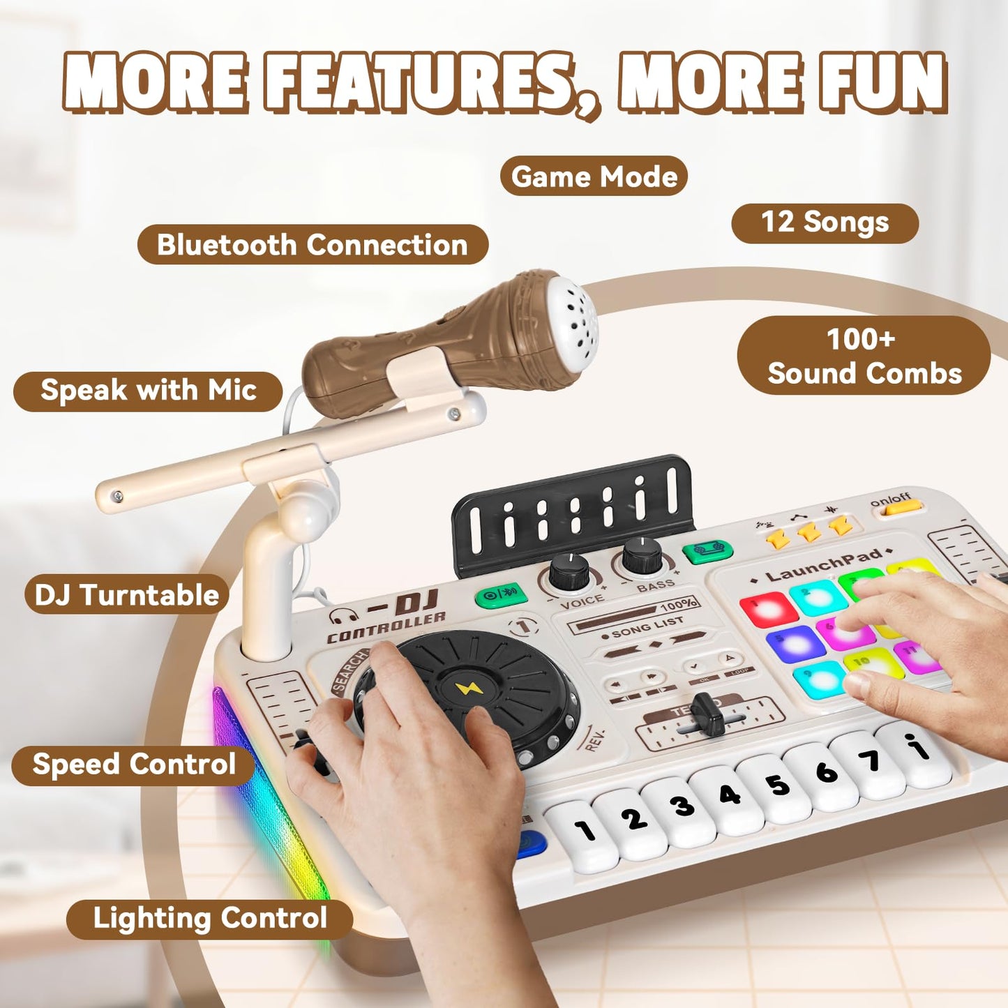 CL FUN Toddler DJ Mixing Table – Kids Mixer with Turntable, Lights & Microphone