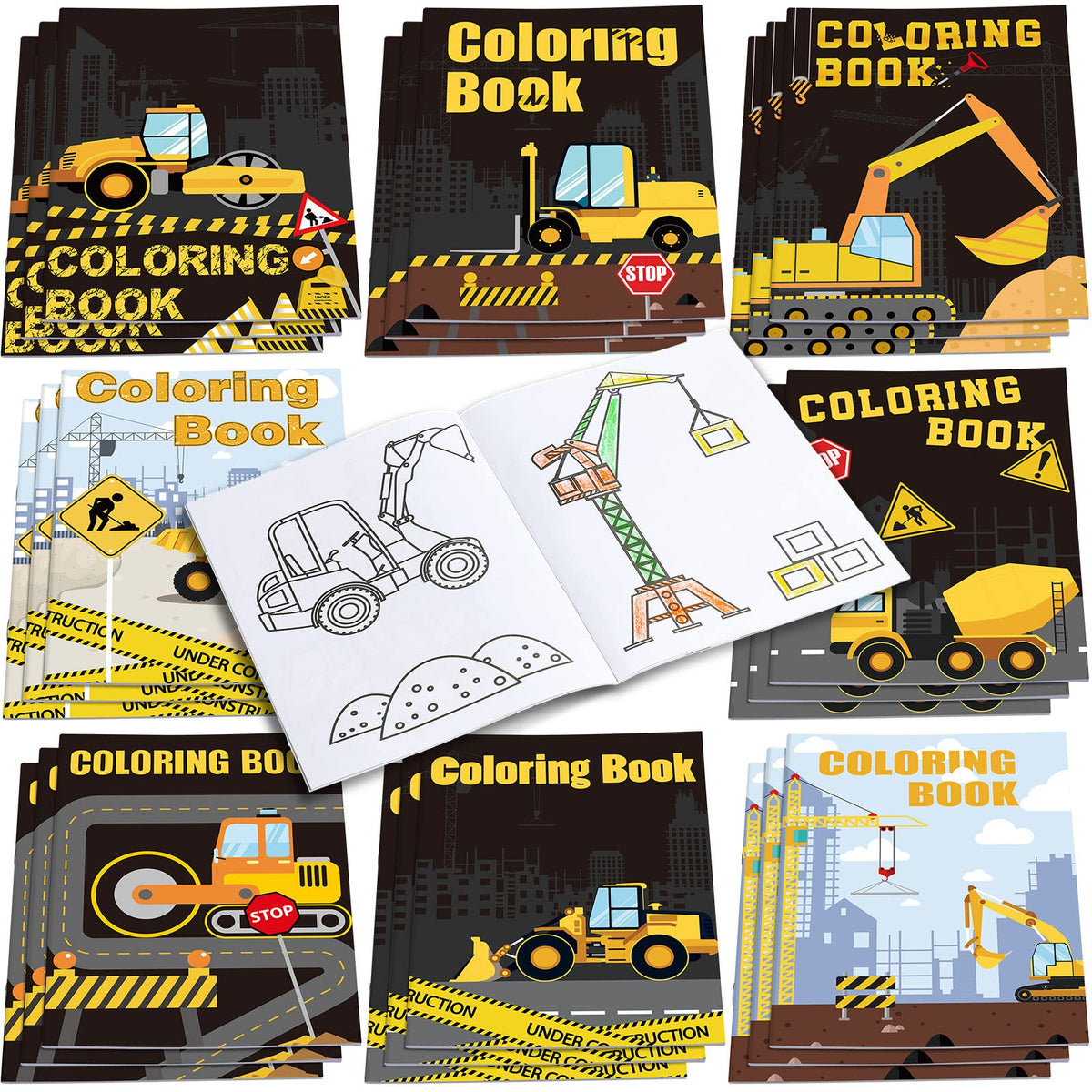 Clabby 24-Piece Construction Trucks Coloring Book – Kids Coloring & Party Favors