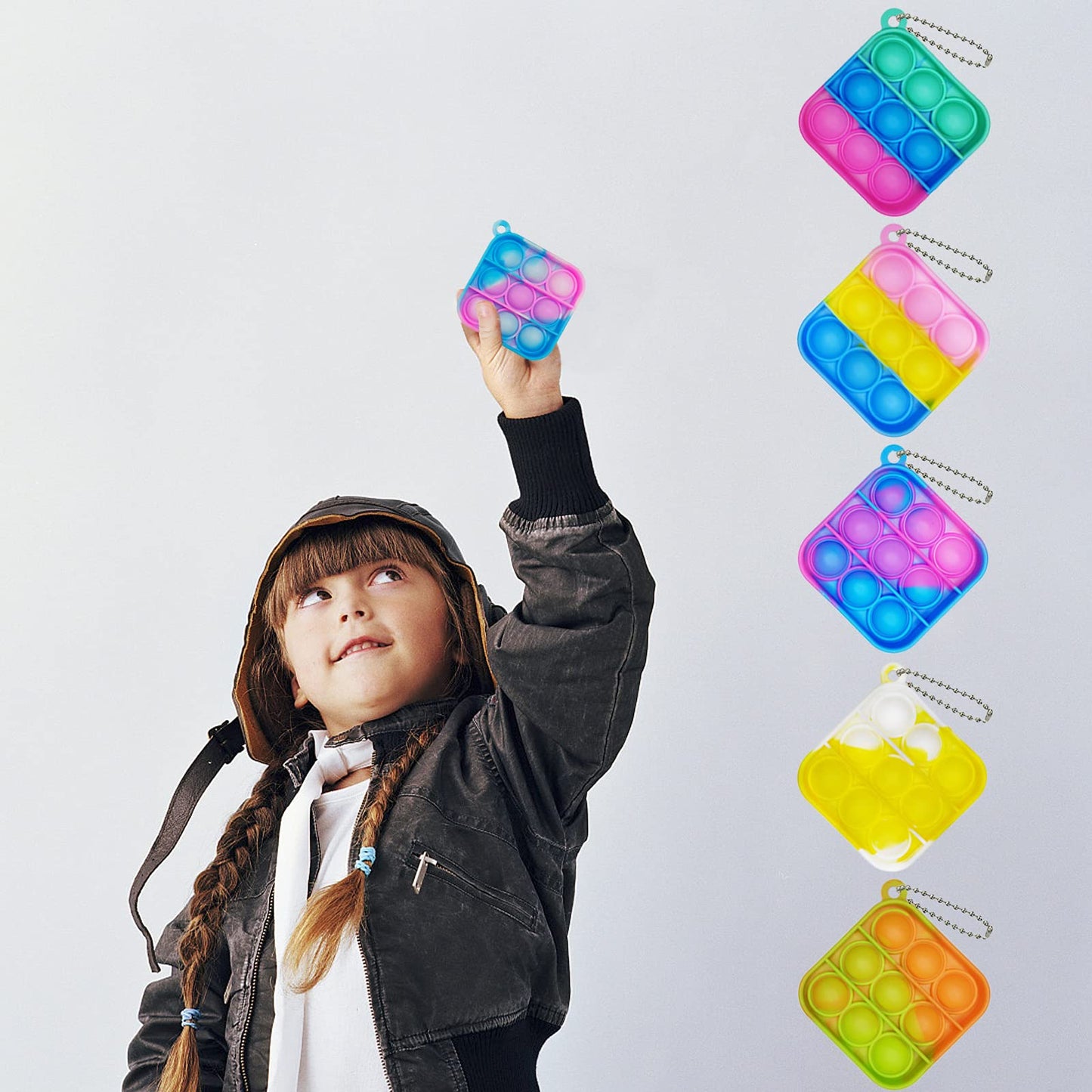 Clanam 30 Pcs Mini Pop Bubble Fidget Toys – Silicone Keychain Set for Party Favors and Prizes