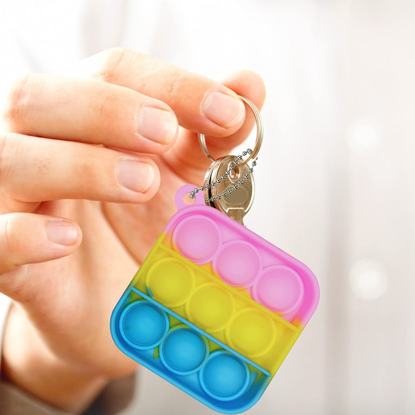 Clanam 30 Pcs Mini Pop Bubble Fidget Toys – Silicone Keychain Set for Party Favors and Prizes