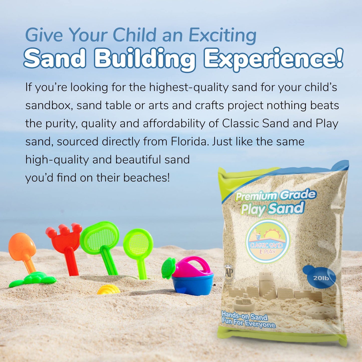 Classic Sand & Play Sand – 20 lb Natural, Non-Toxic Sandbox & Therapy Sand