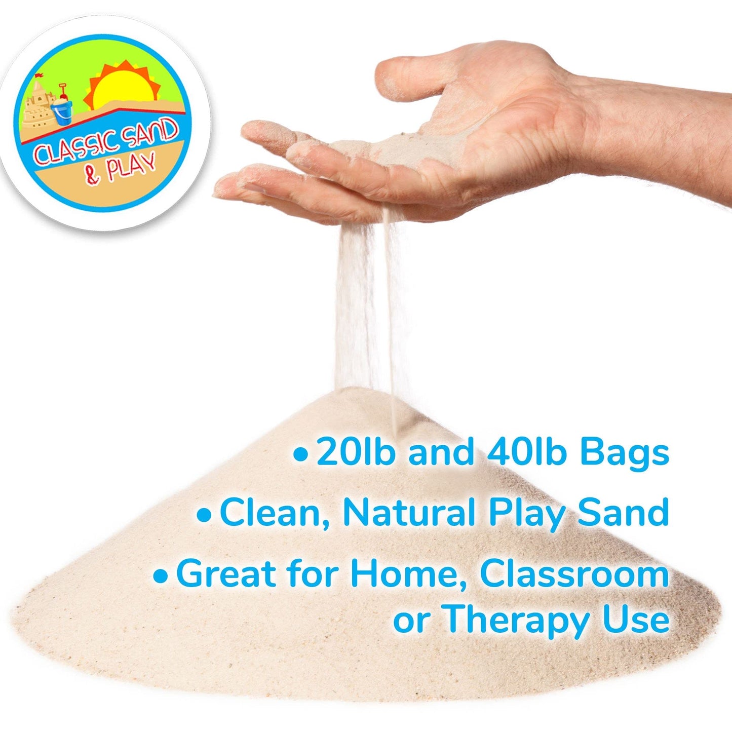 Classic Sand & Play Sand – 20 lb Natural, Non-Toxic Sandbox & Therapy Sand