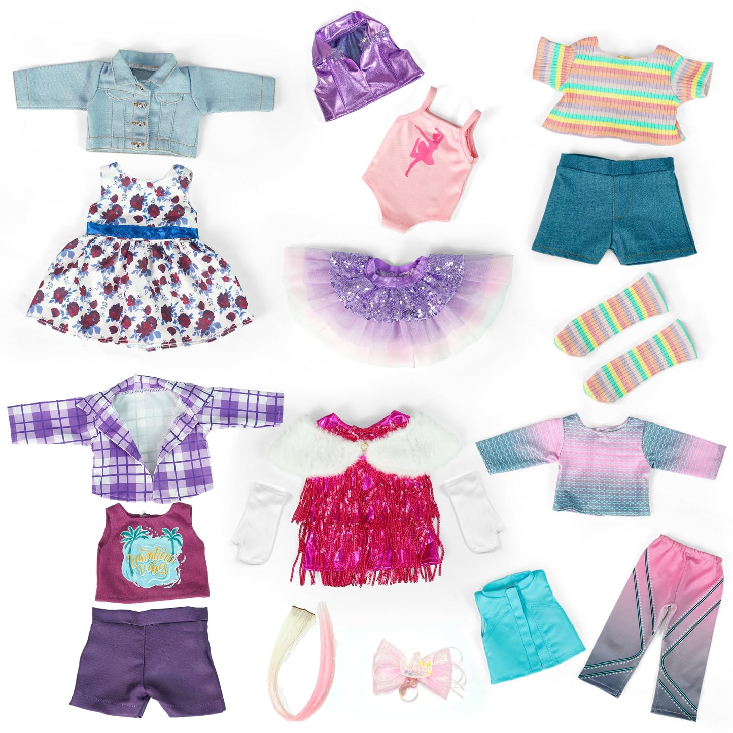 Clbaby 18-Inch Doll Clothes Set – 19-Piece Fashion Outfit Collection for 18-Inch Dolls