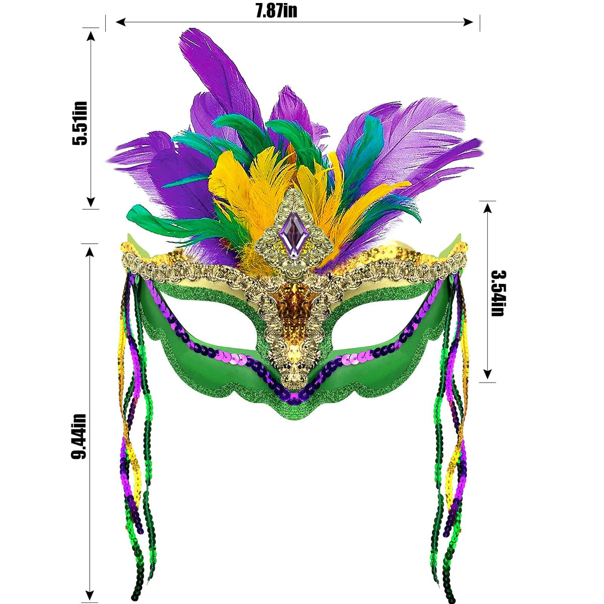 Cleacloud Mardi Gras Sequin Feather Mask for Women | Venetian Carnival Masquerade Mask