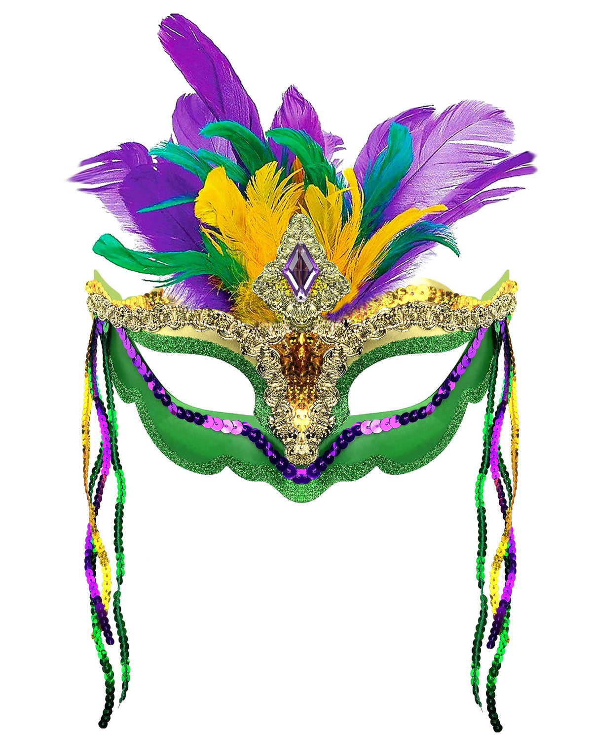 Cleacloud Mardi Gras Sequin Feather Mask for Women | Venetian Carnival Masquerade Mask
